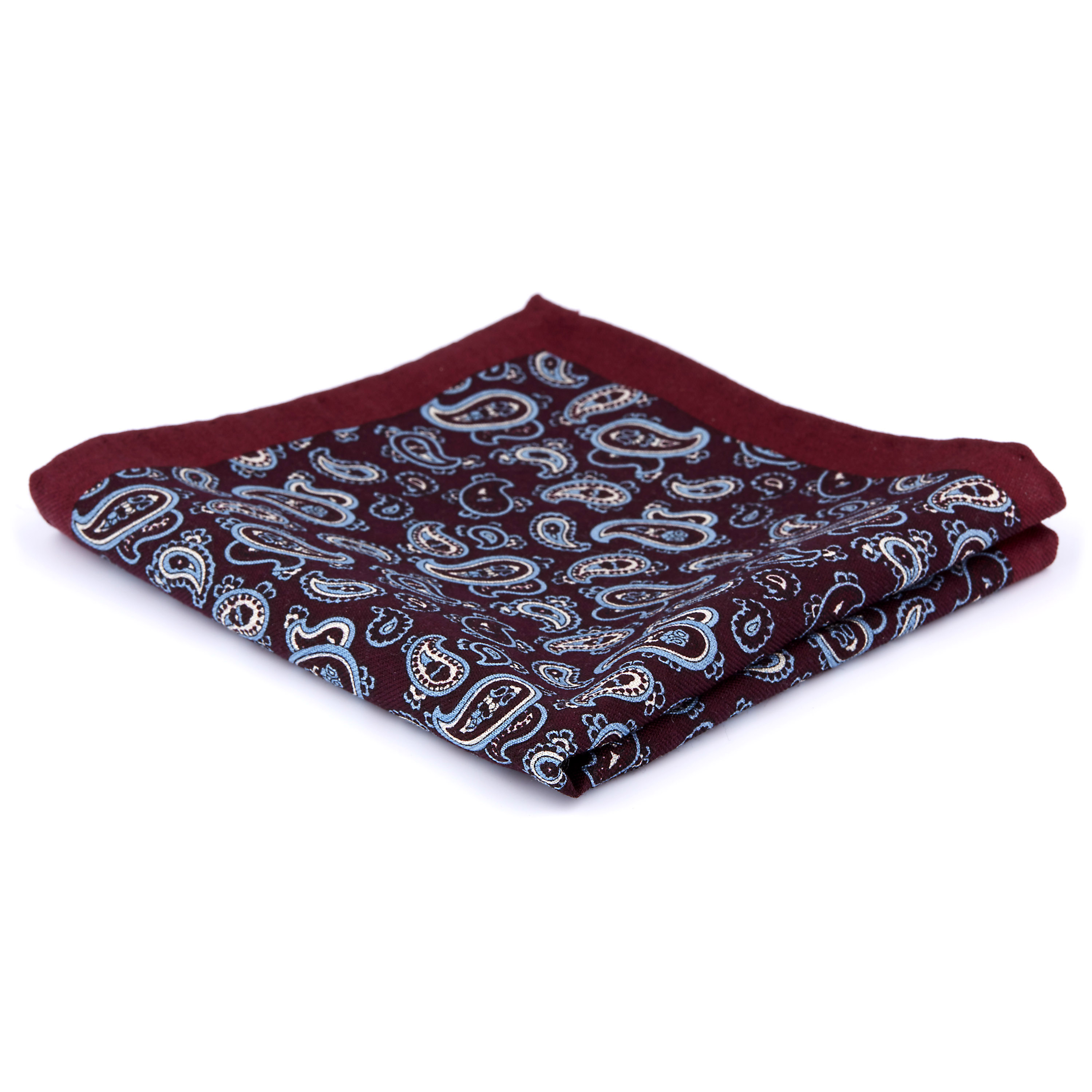 Refined Burgundy Wool Pocket Square - 1