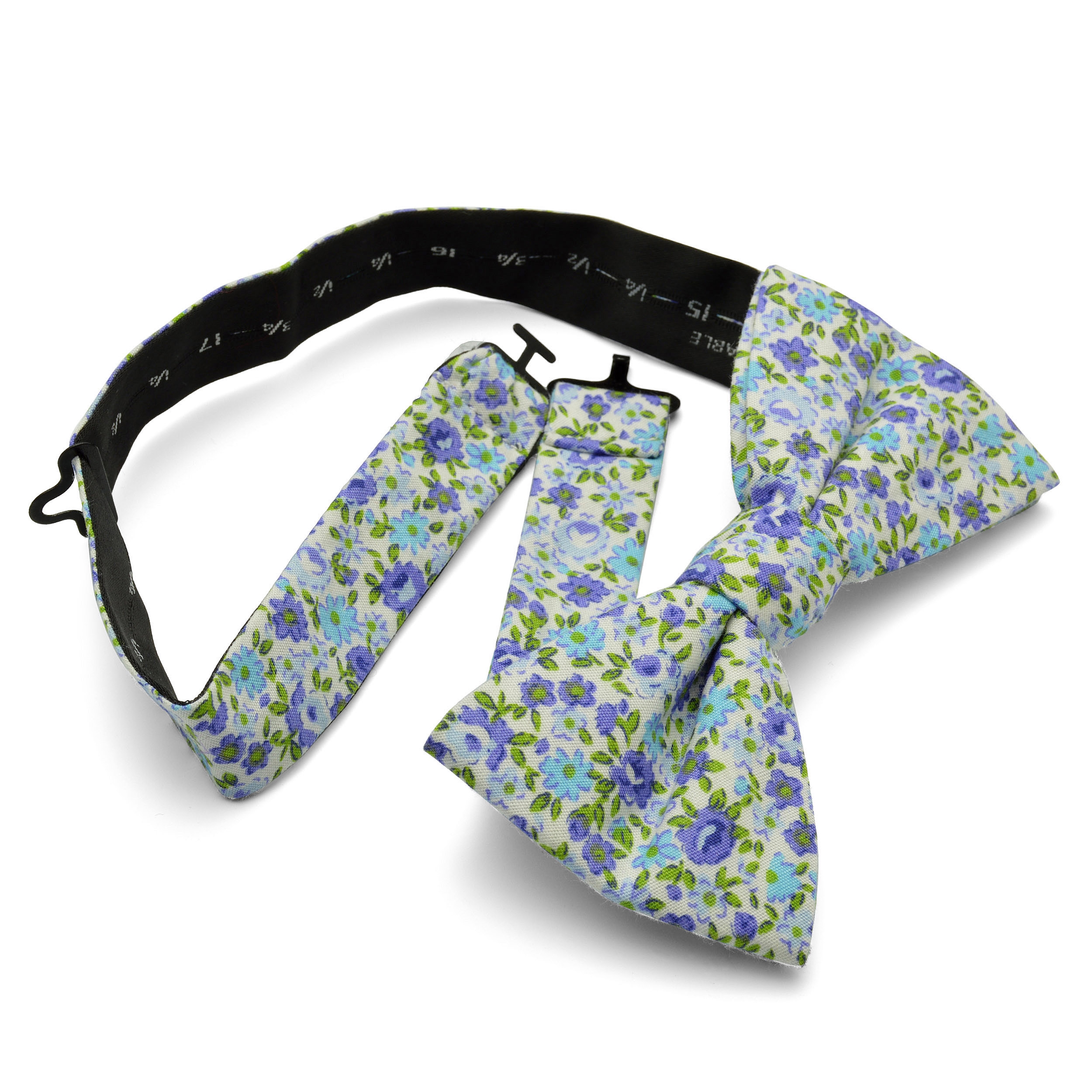 Katoenen Vlinderdas met Blauwe Bloemen - 2