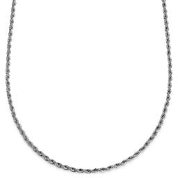 Argentia | 925s | Collar de cadena de eslabones tipo cuerda plata de ley chapada en rodio de 4 mm