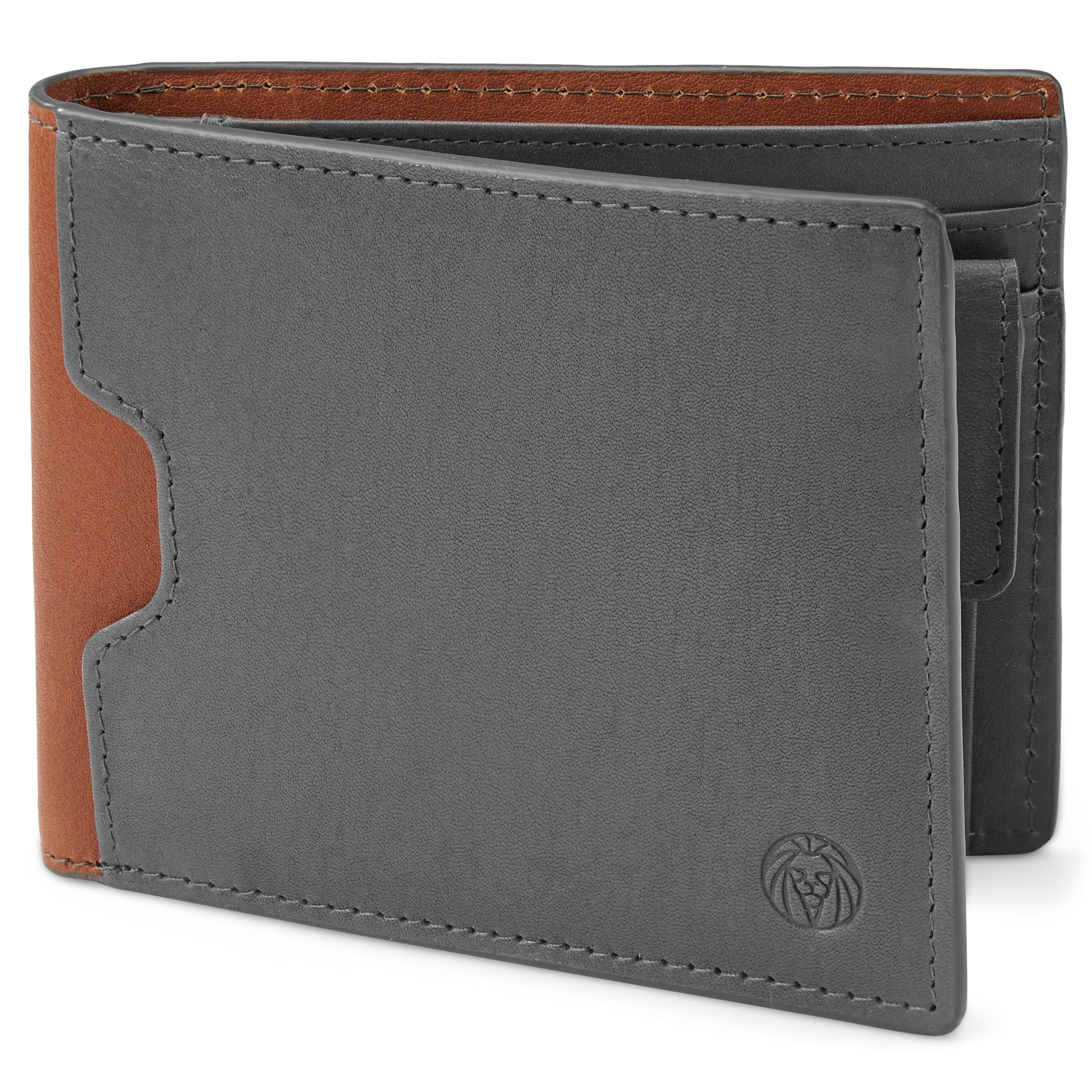 Lukas Grey Leather RFID-Blocking Wallet