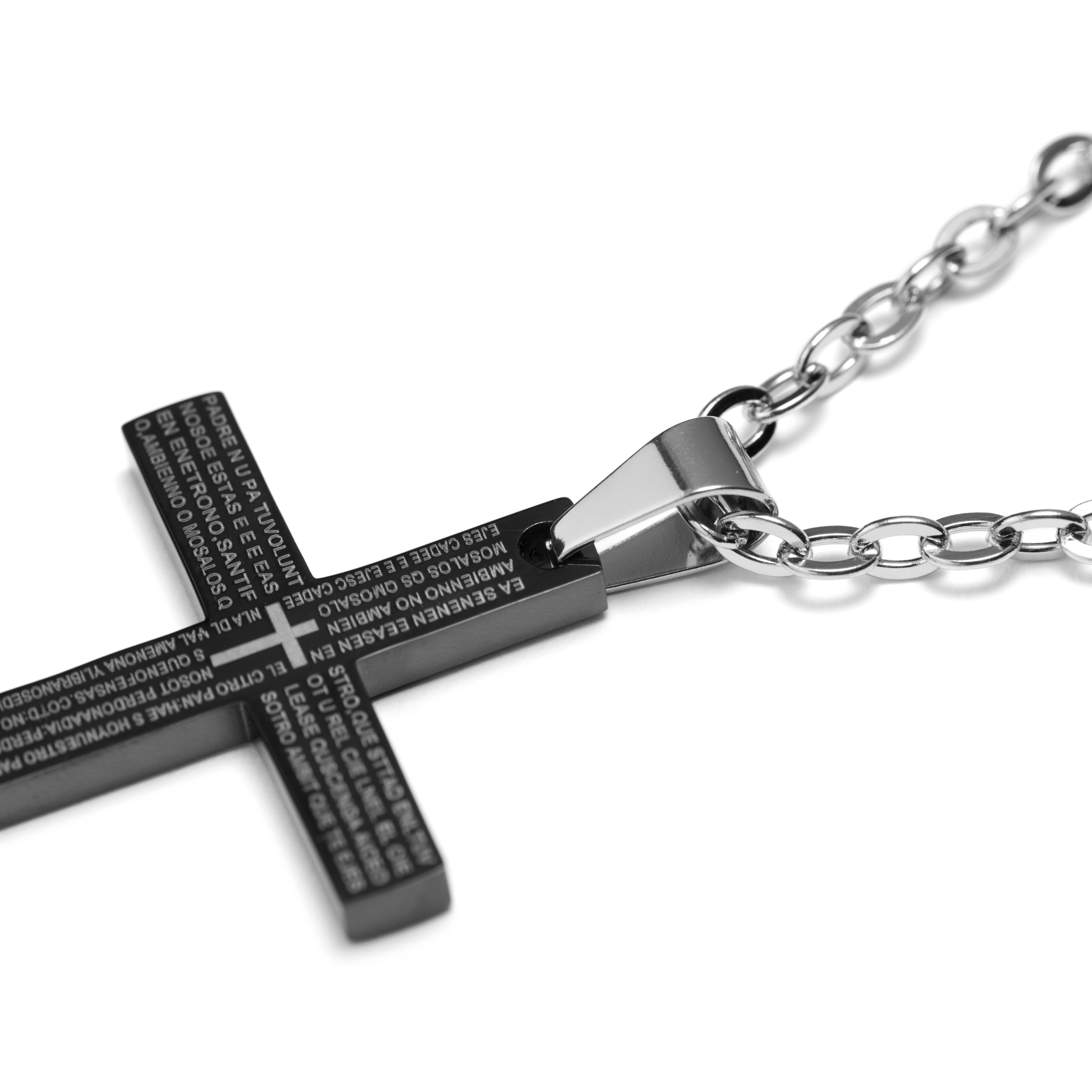 Small Black Cross with Stainless Steel Necklace | In stock! | Fort