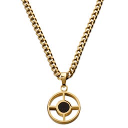 Cruz | Round Gold-Tone Black Onyx Necklace