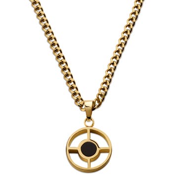 Cruz | Collier doré avec pendentif rond d'onyx noir Cruz | Collier doré avec pendentif rond d'onyx noir