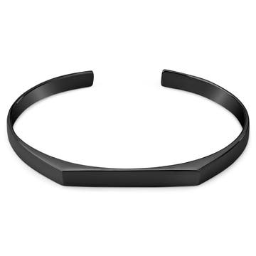 Bracelet manchette angulaire réglable en acier inoxydable noir poli de 5 mm Bracelet manchette angulaire réglable en acier inoxydable noir poli de 5 mm