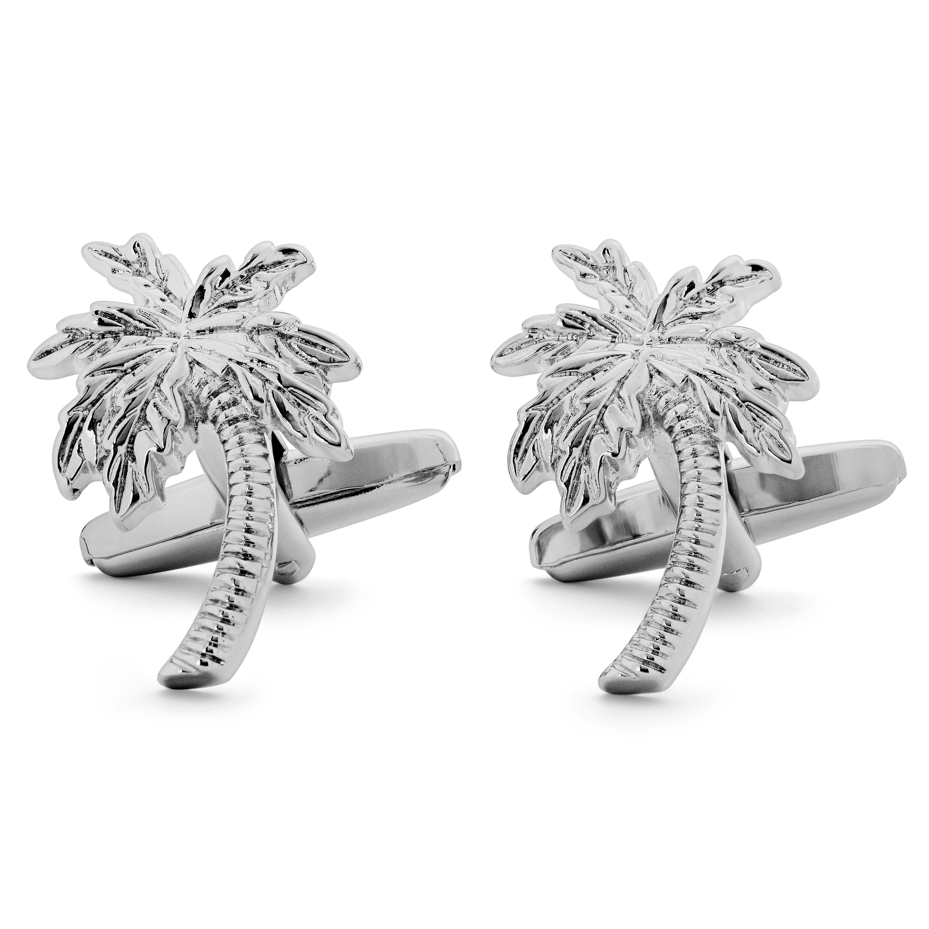 Dianthus | Silver-Tone Palm Tree Cufflinks