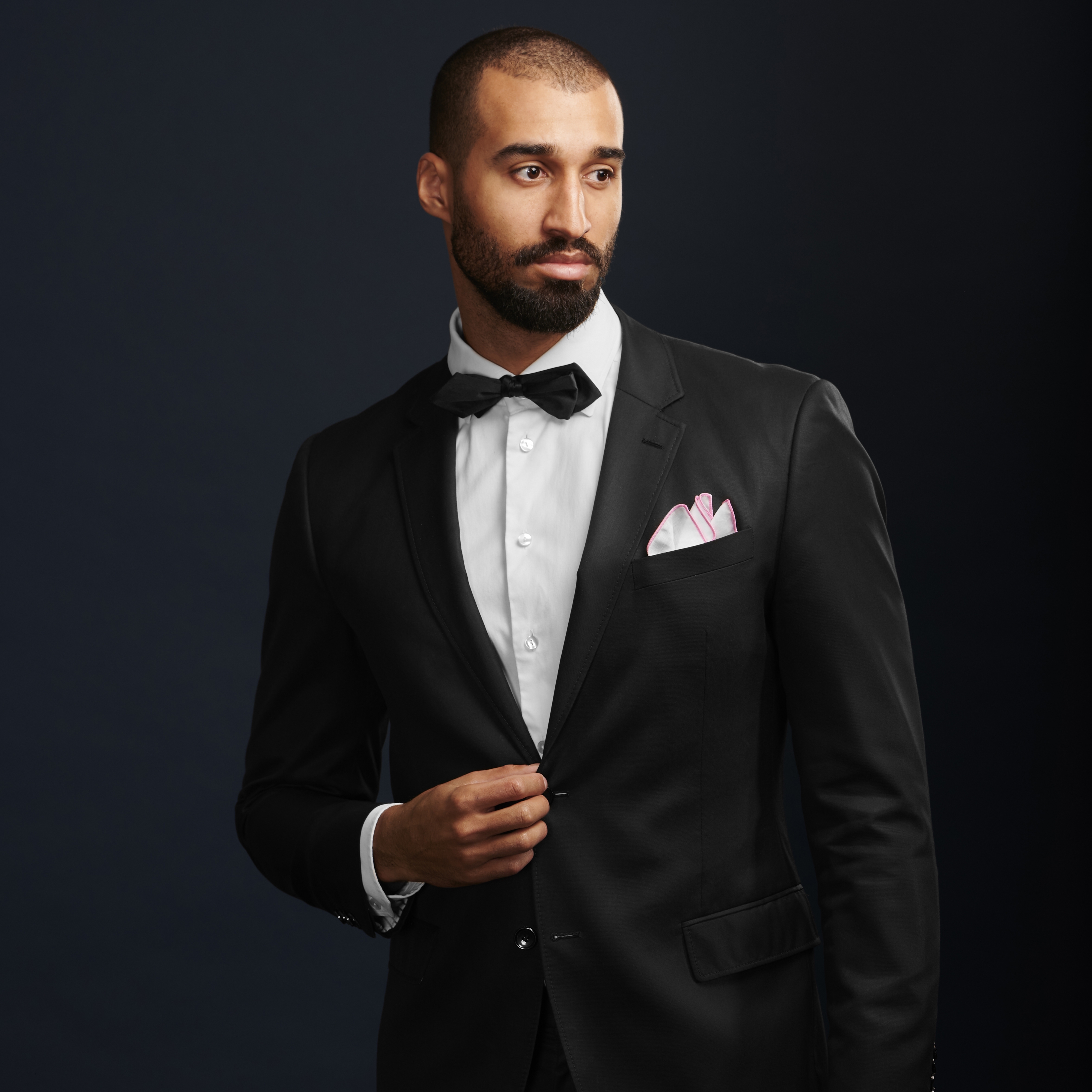 White Pocket Square with Light Pink Edges - 5