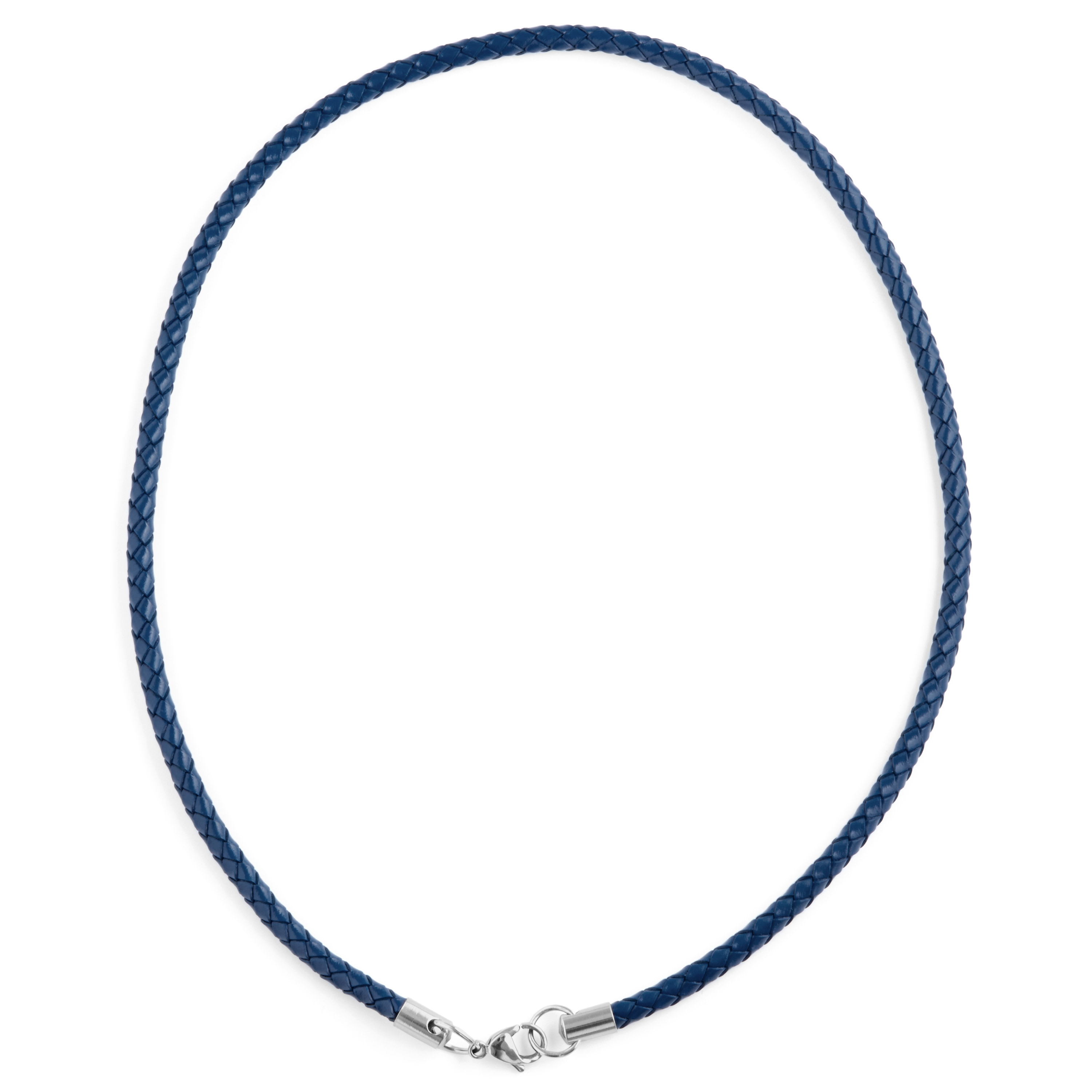 Collana in pelle intrecciata blu da 5 mm - 6