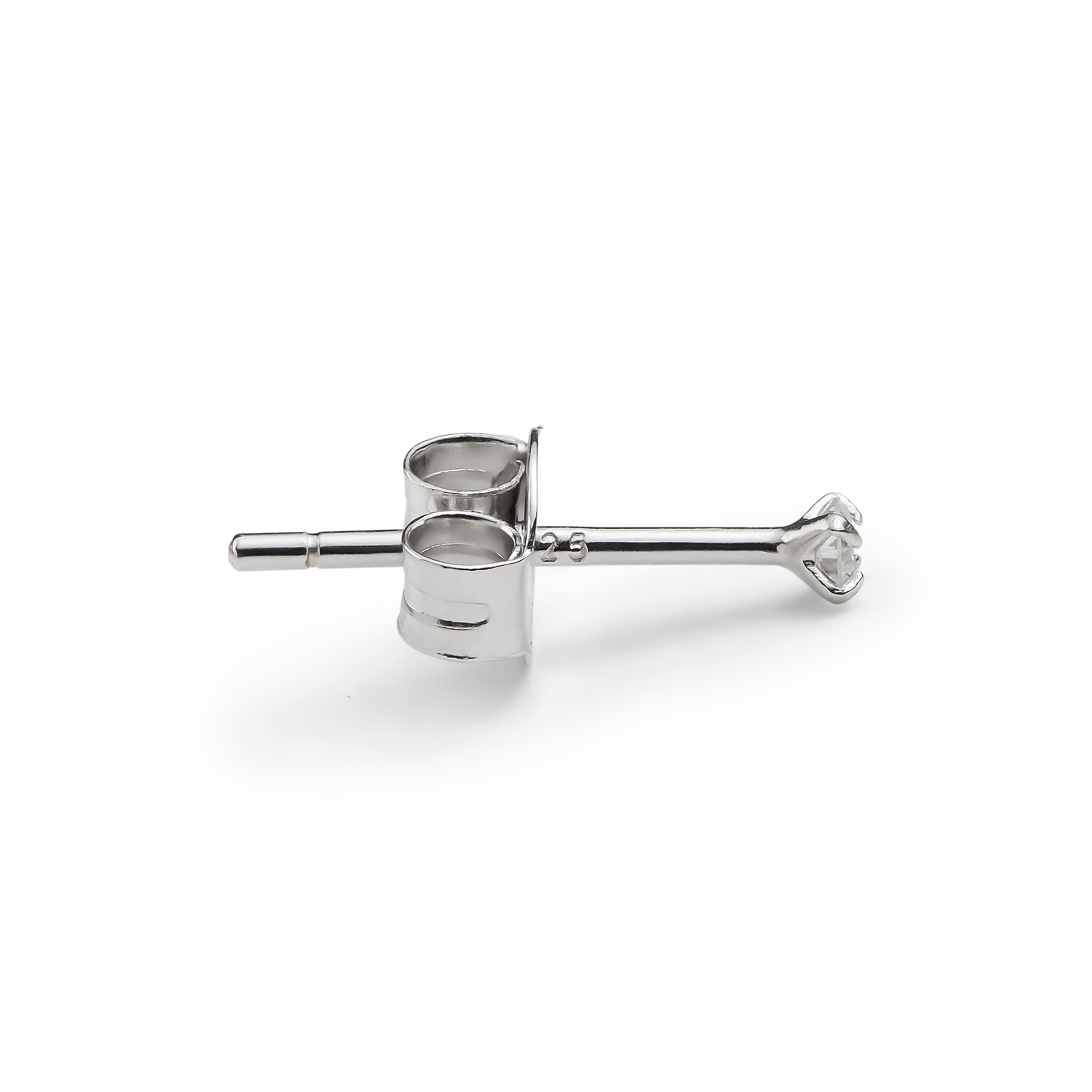 Eterna | Pendiente de botón redondo en plata de ley 925 con diamante cultivado en laboratorio - 2 mm 0,03 ct. - 2