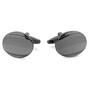 Gunmetal Black Curved Oval Cufflinks Gunmetal Black Curved Oval Cufflinks