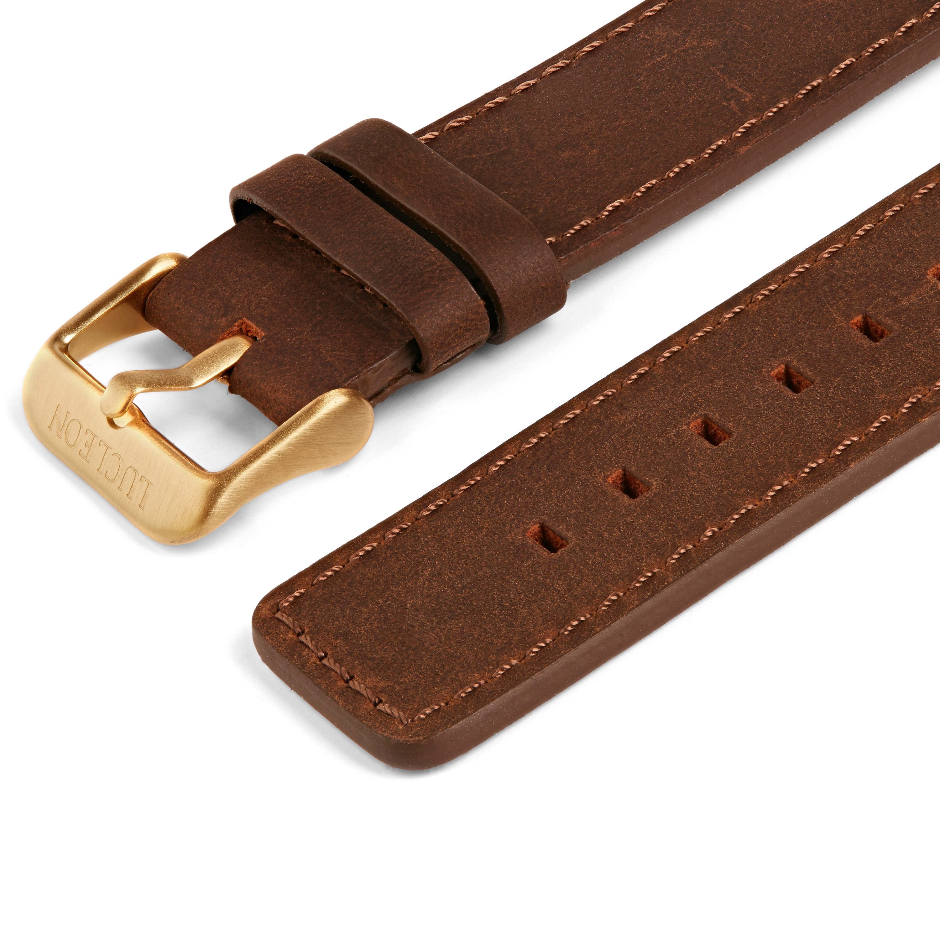 Bledohnedý a zlatý remienok na hodinky s krémovým prešívamím - 2