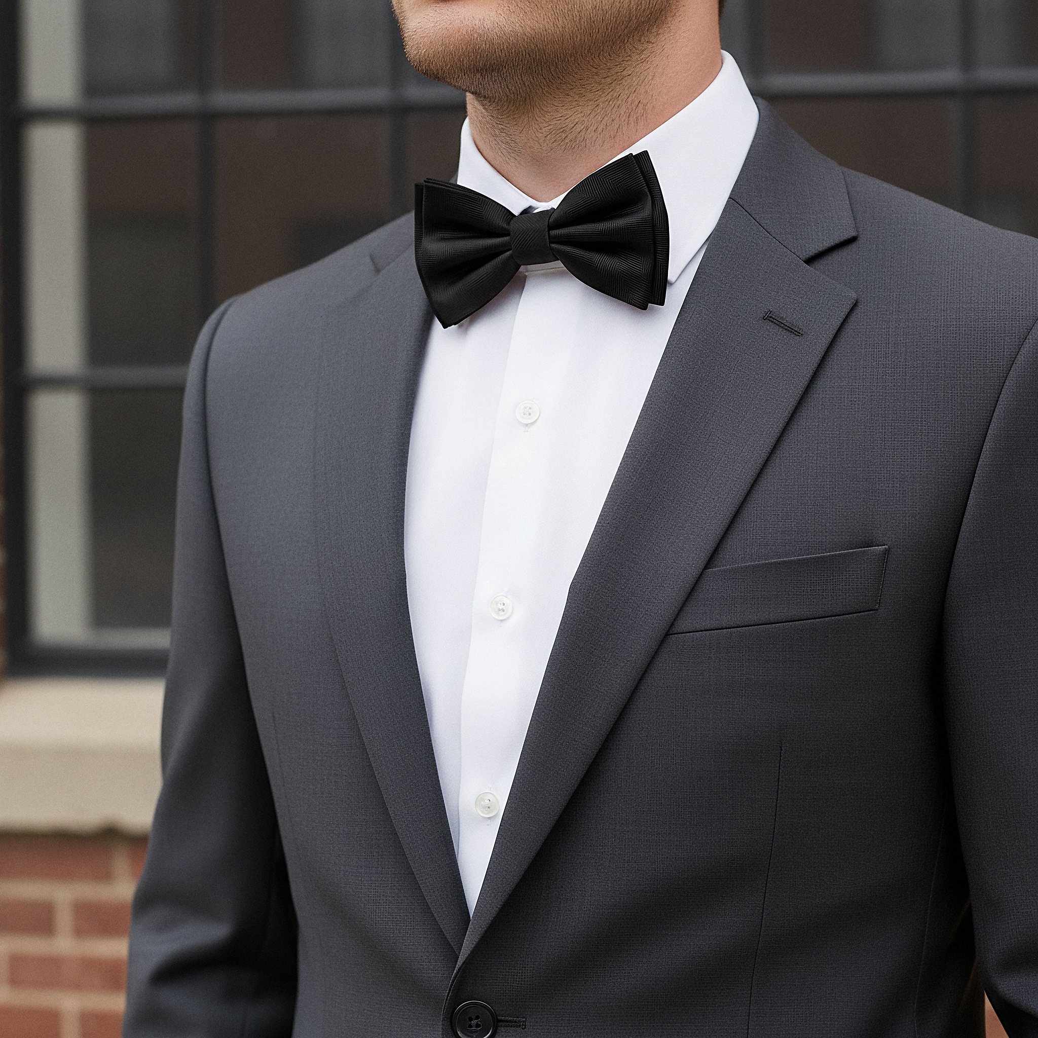 Nœud papillon à chevrons prénoué noir - 3