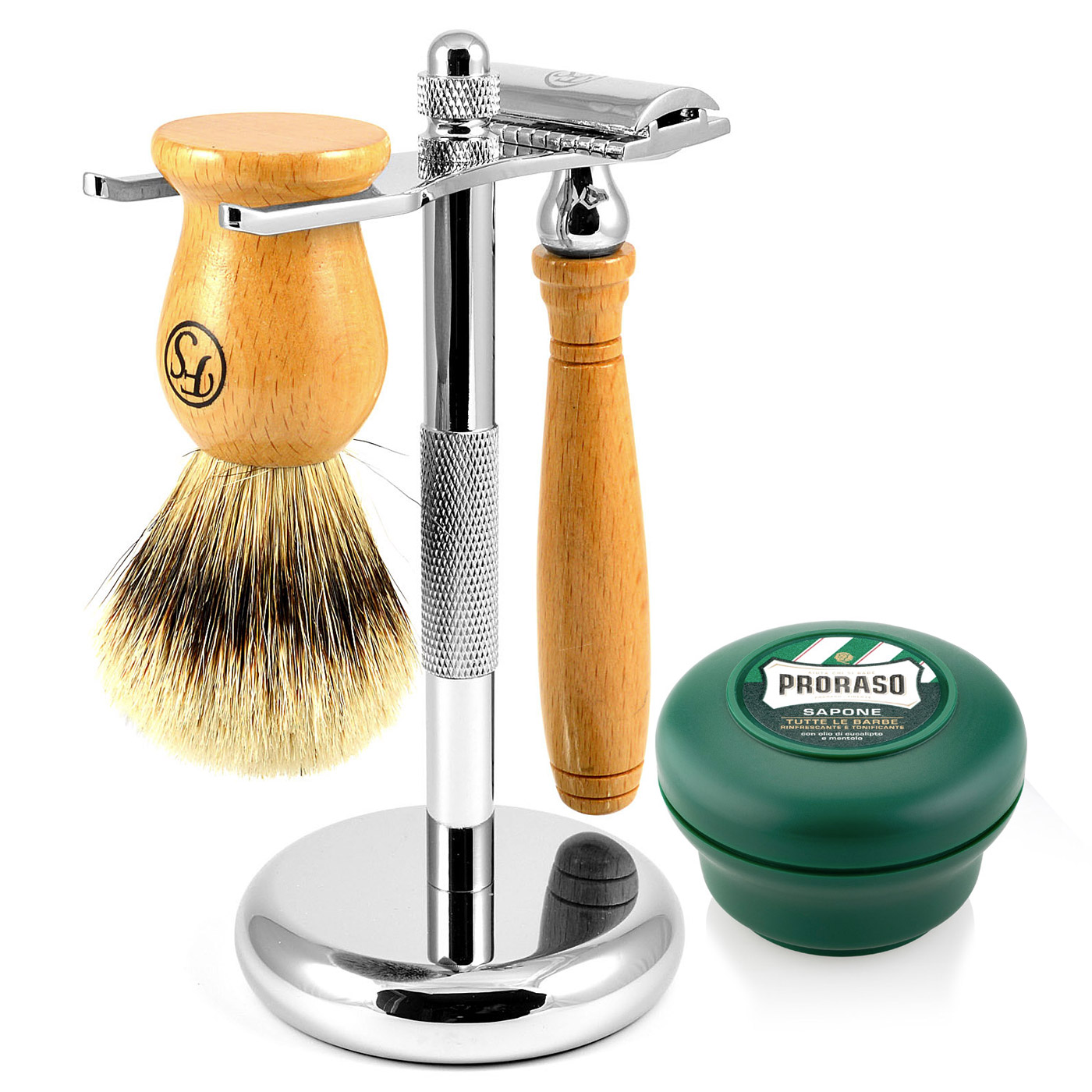 Coffret Cadeau Ensemble Rasage Bois de Hêtre  - 1