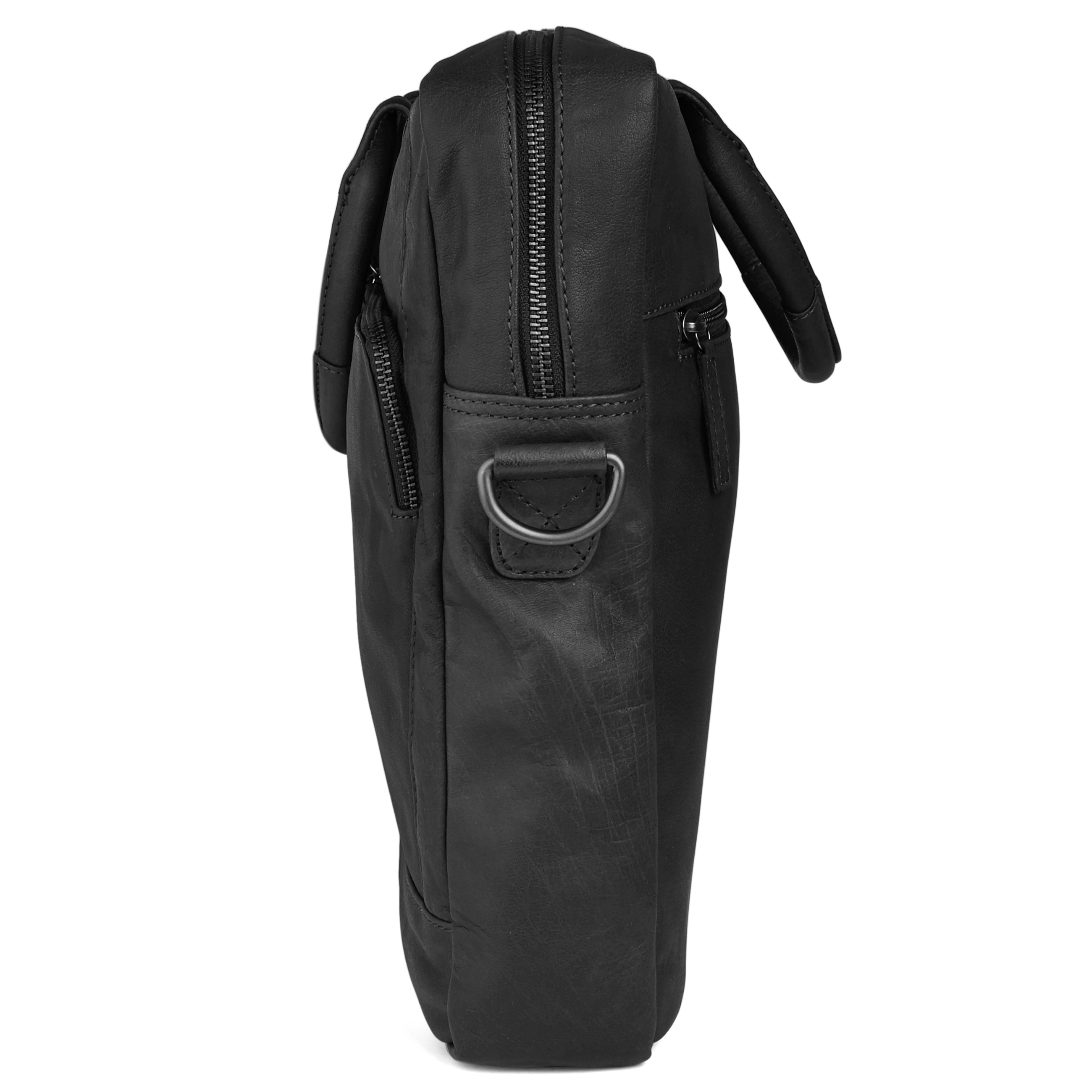 Oxford Classic Black Laptop Leather Bag - 4