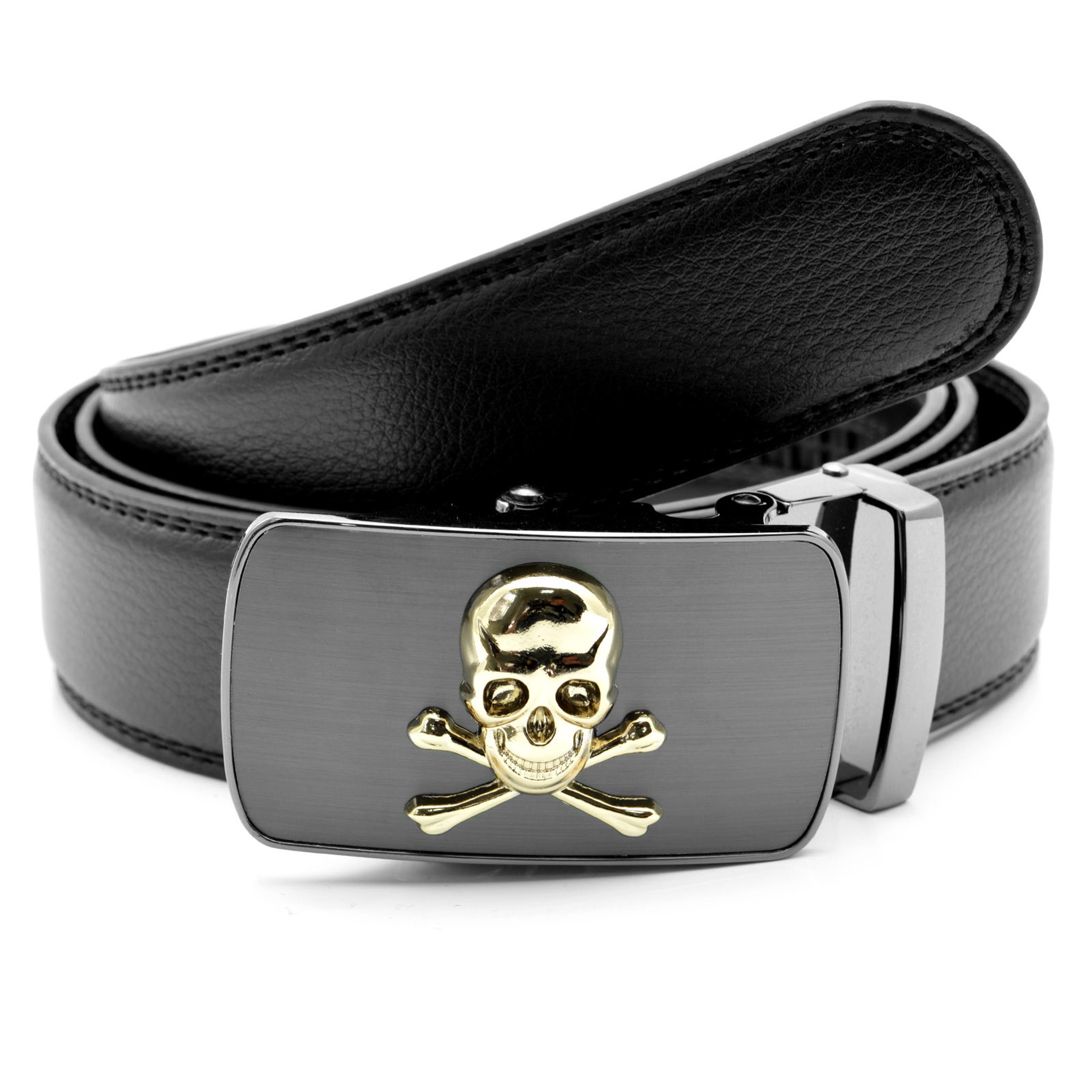 Autolock pásek se zlatou lebkou - 1