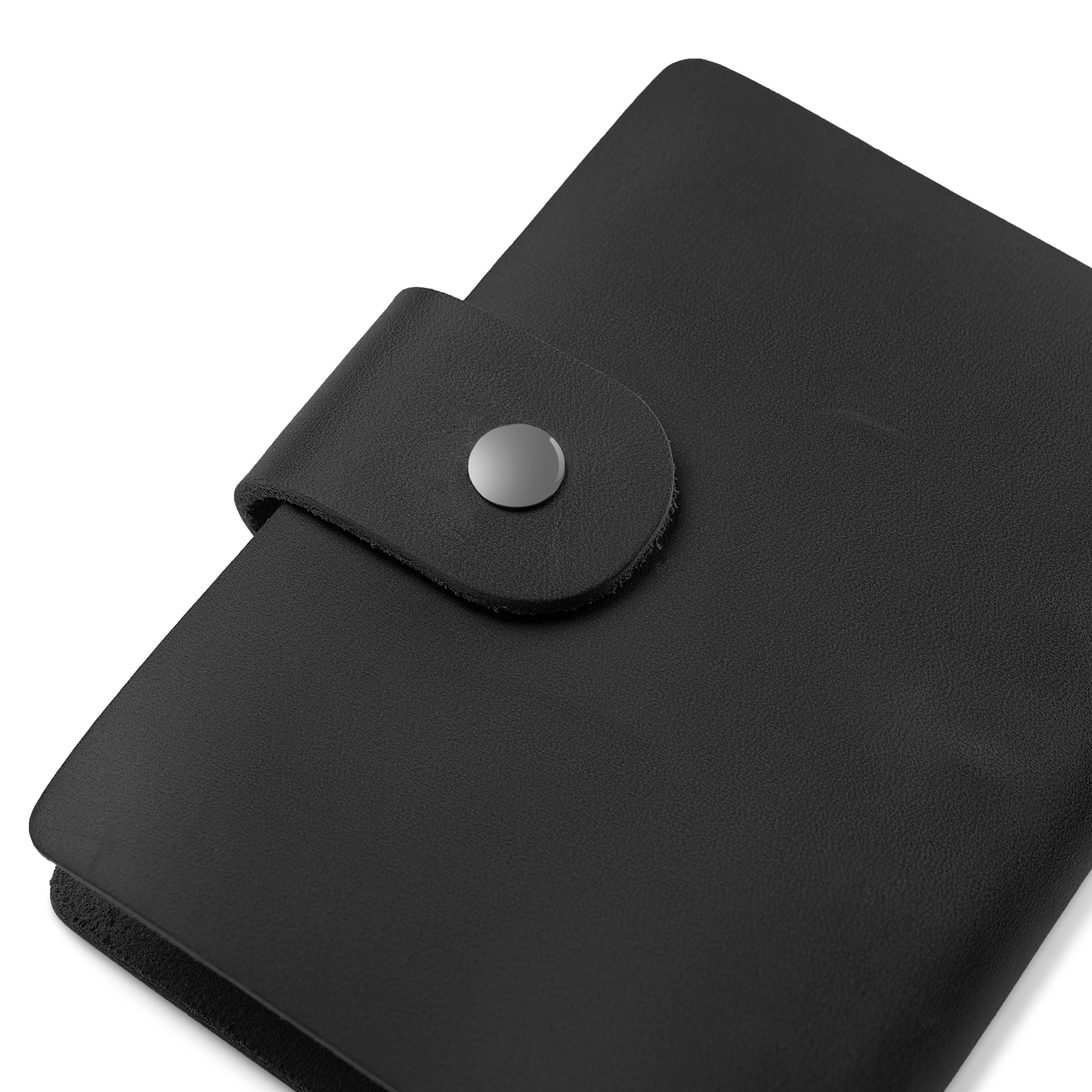 Notesbog | Sort læder | Knap spænde - 2