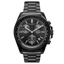 Bellator | Black Stainless Steel Chronograph & Tachymeter Watch With Black Dial