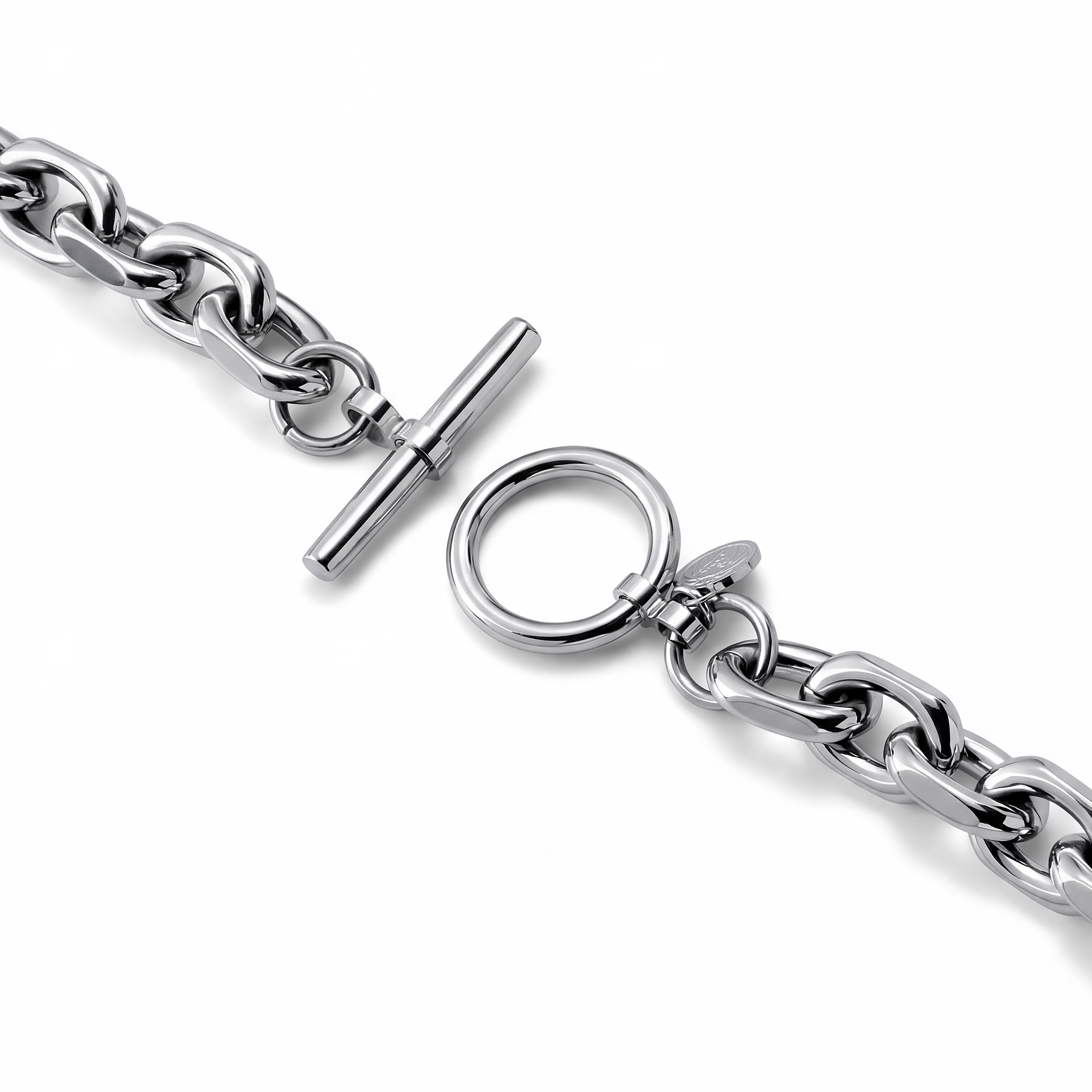 New Classics | Ezüst tónusú rozsdamentes acél O-láncszemes T-kapcsos karkötő - 2