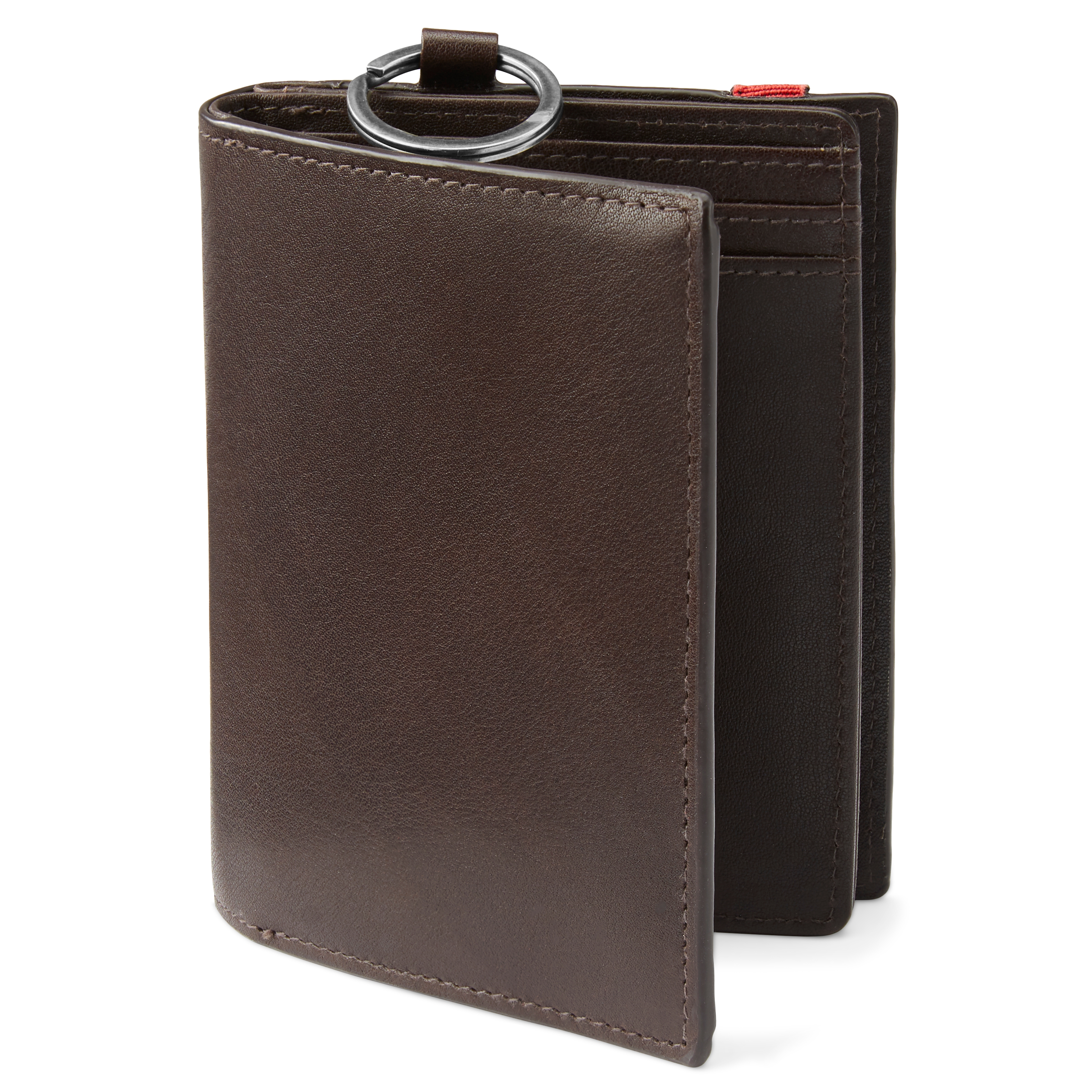 Lonnie Dark-Brown Leather RFID-Blocking Wallet with Keyring  - 2
