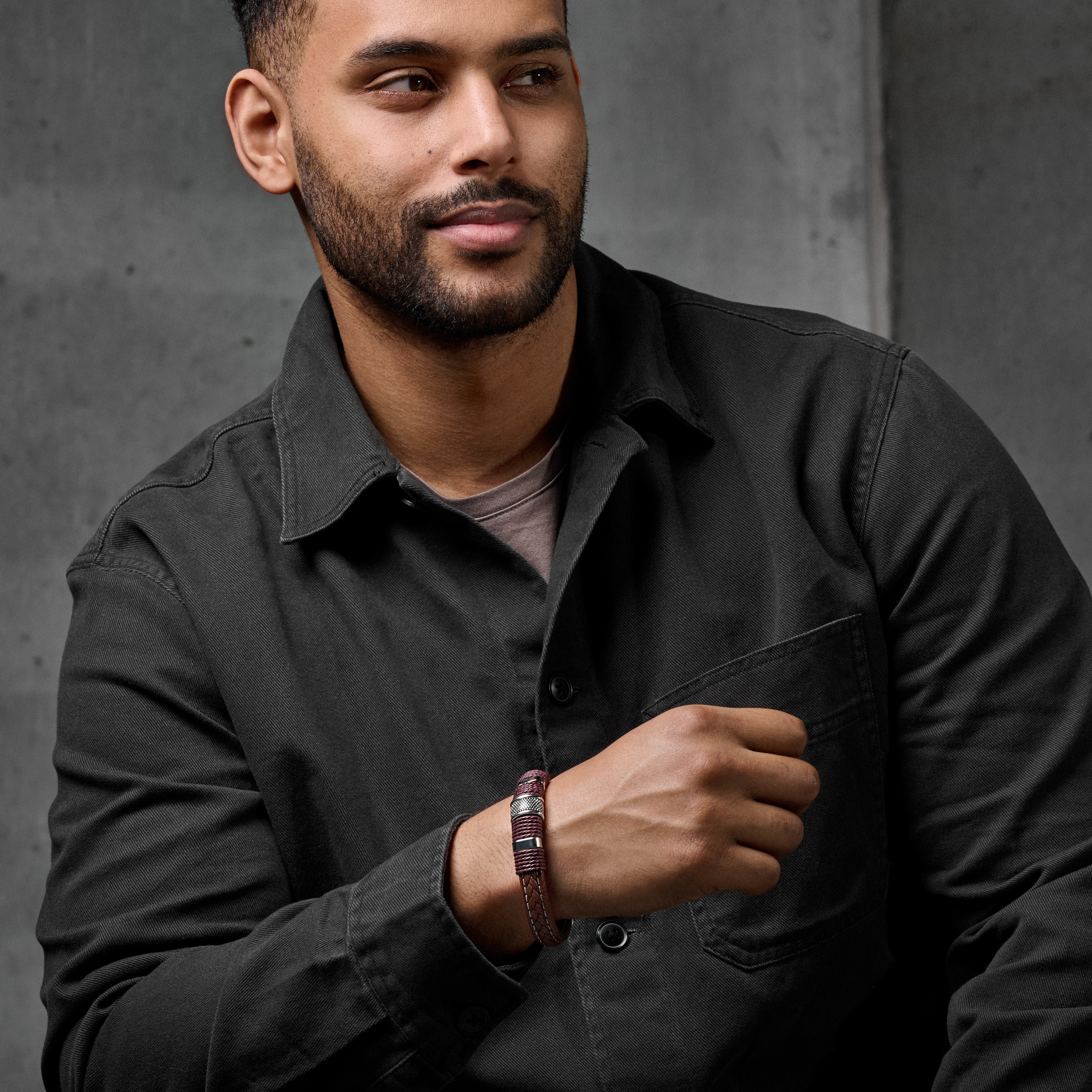 Icon | Brown Leather and Stainless Steel Bracelet - 4