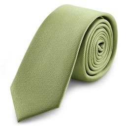 Cravate étroite en tissu gros-grain vert clair 6 cm