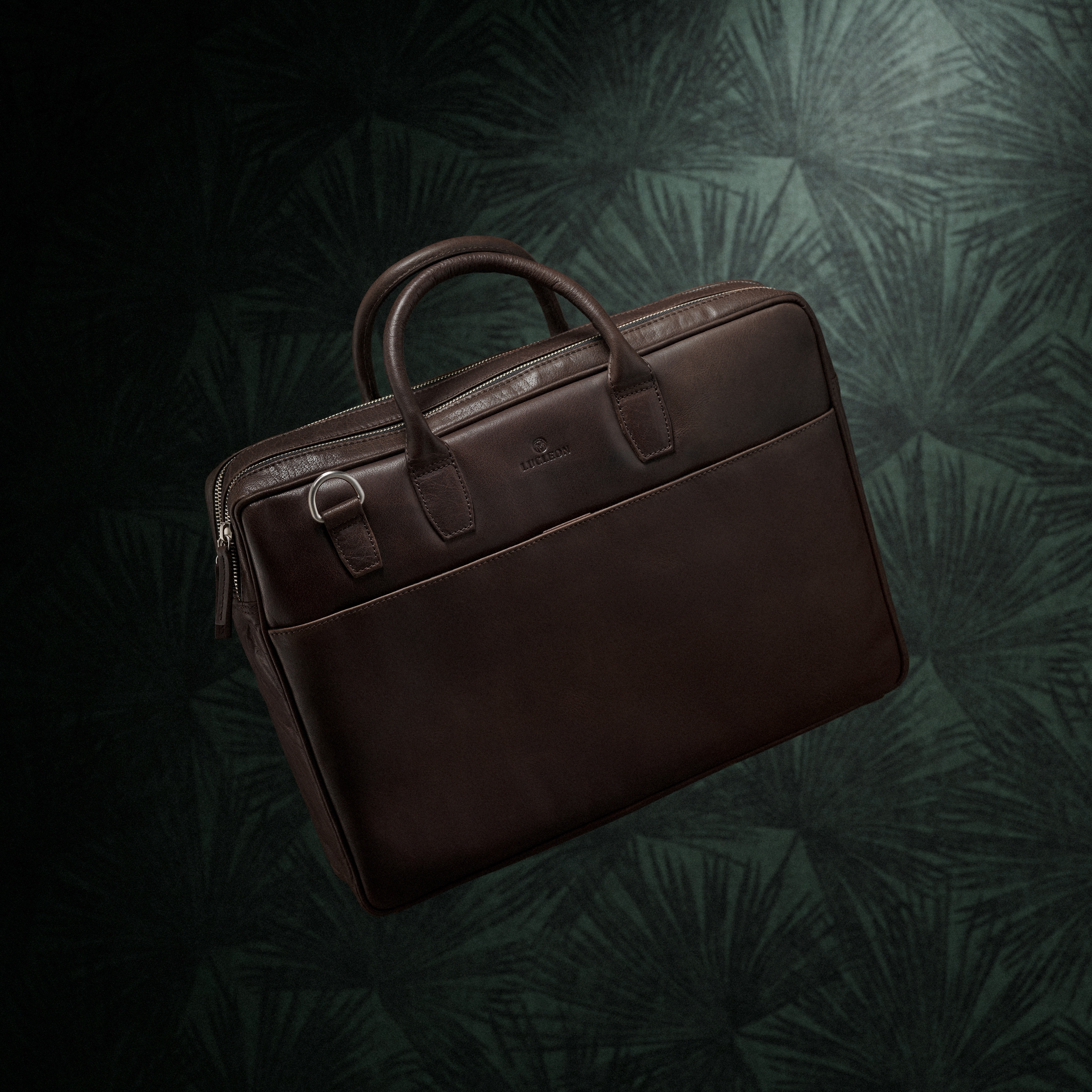 Καφέ Δερμάτινη Τσάντα Laptop με Διπλό Φερμουάρ Montreal Executive - 5