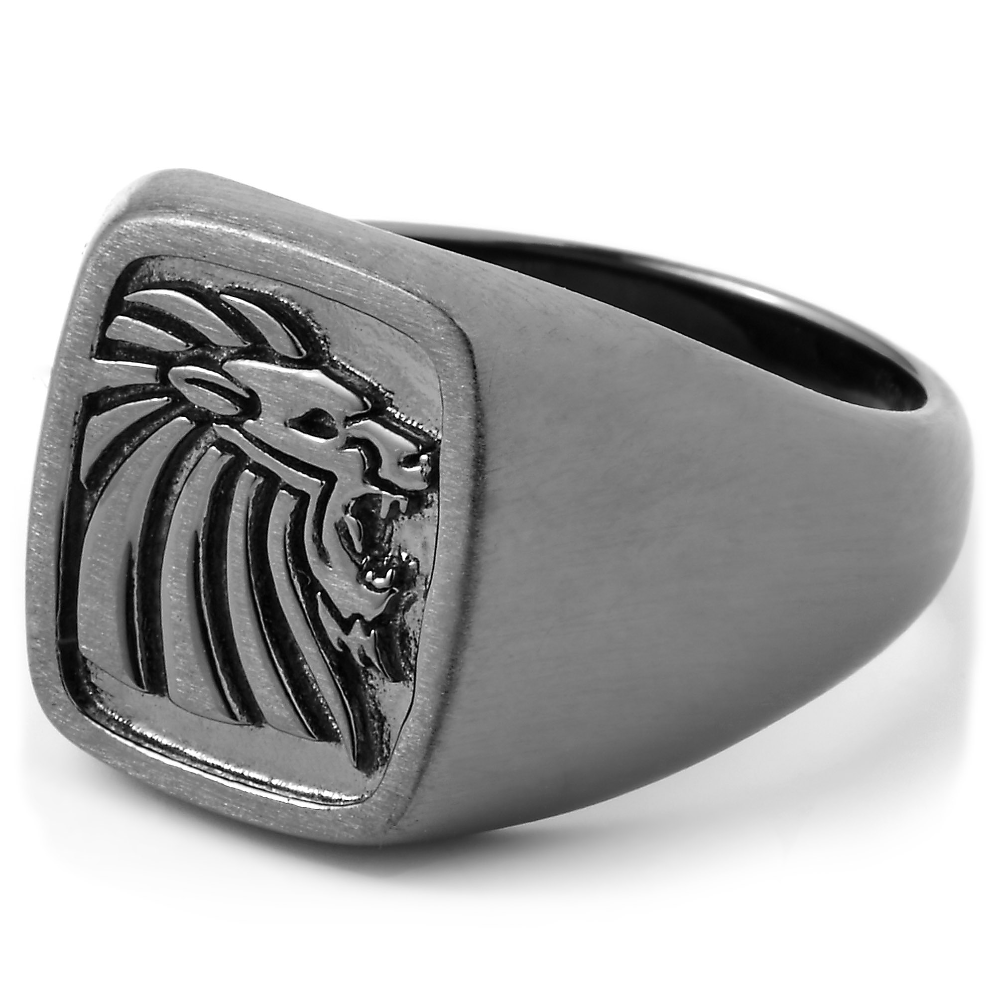Løve Ring i Oxideret 925s Sølv - 1