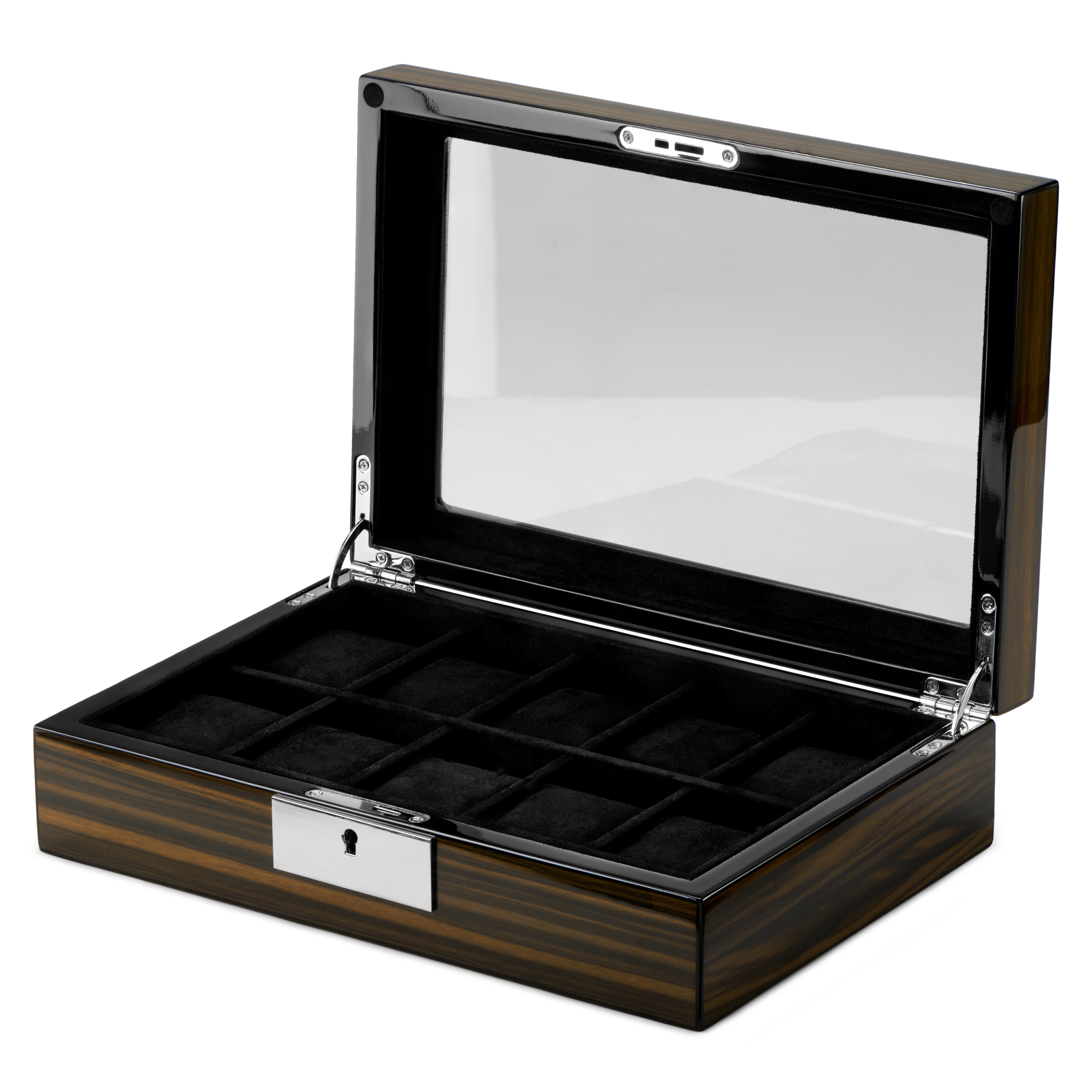 Watch Display Case for 10 Watches with Glass Window & Key - 2