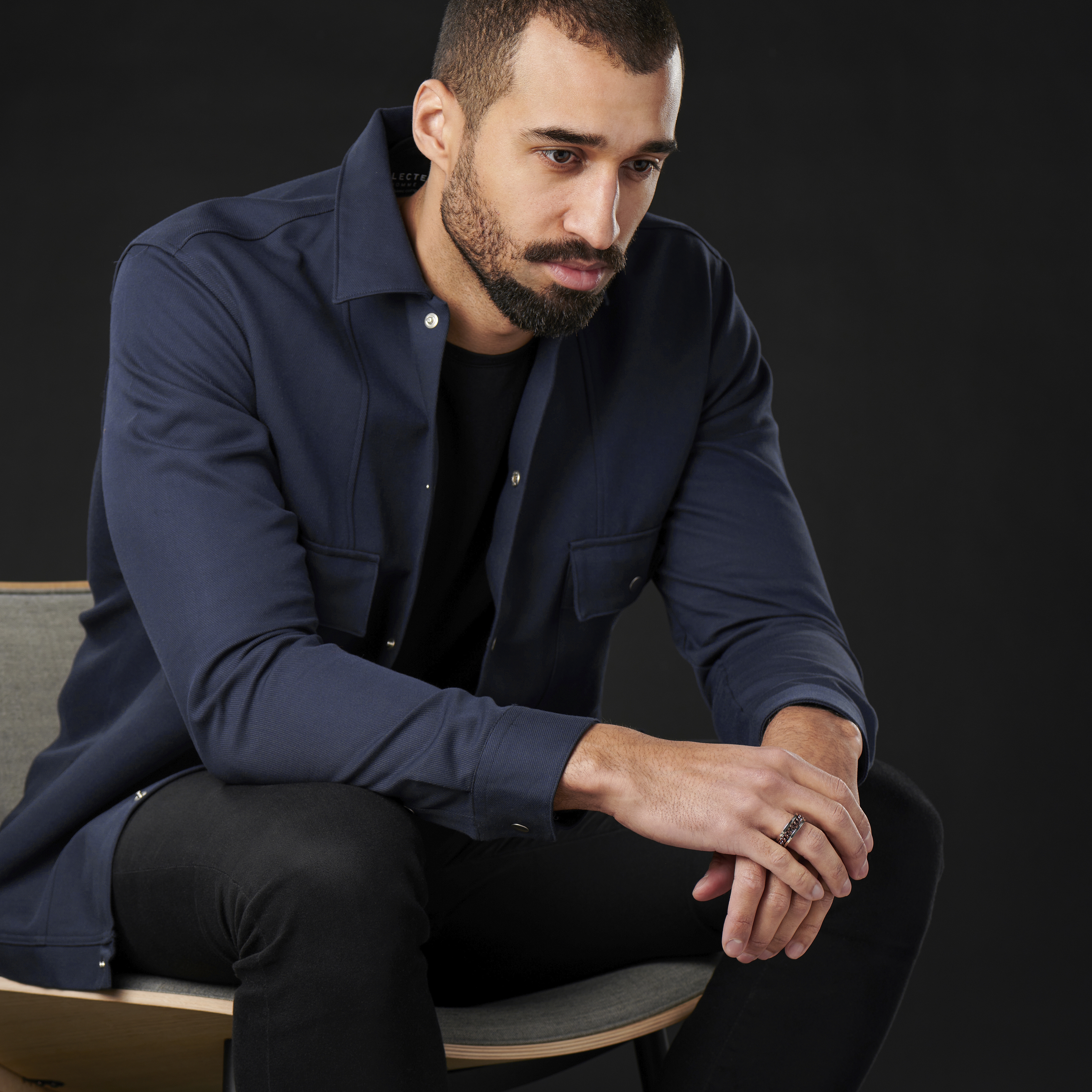 Bague chaîne en titane marron  - 5