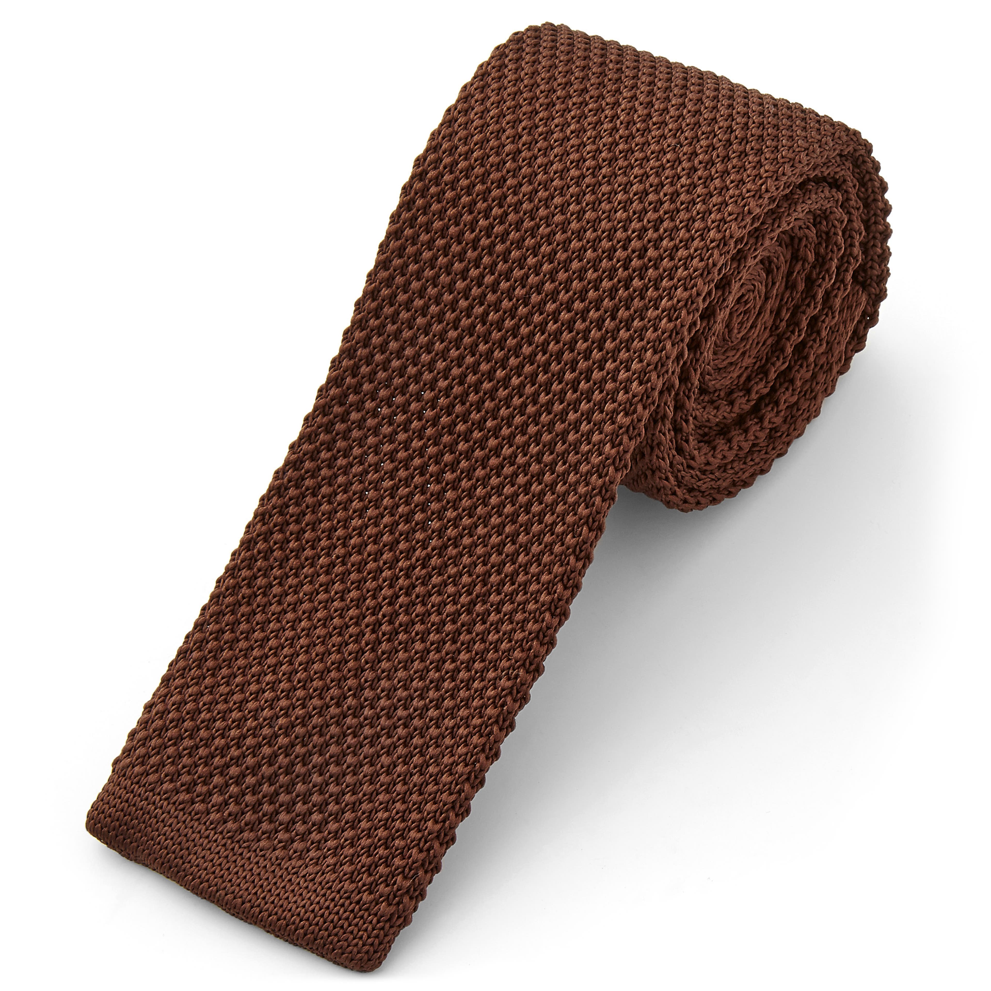 Chocoladekleurige gebreide stropdas