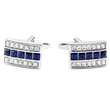 Novelle | Silver-Tone Cufflinks with Blue & Clear Zirconia