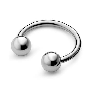Kicsi ezüst tónusú titán patkó piercing, golyós véggel - 8 mm