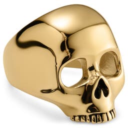 Aspero | Gold-tone Stainless Steel Skull Signet Ring