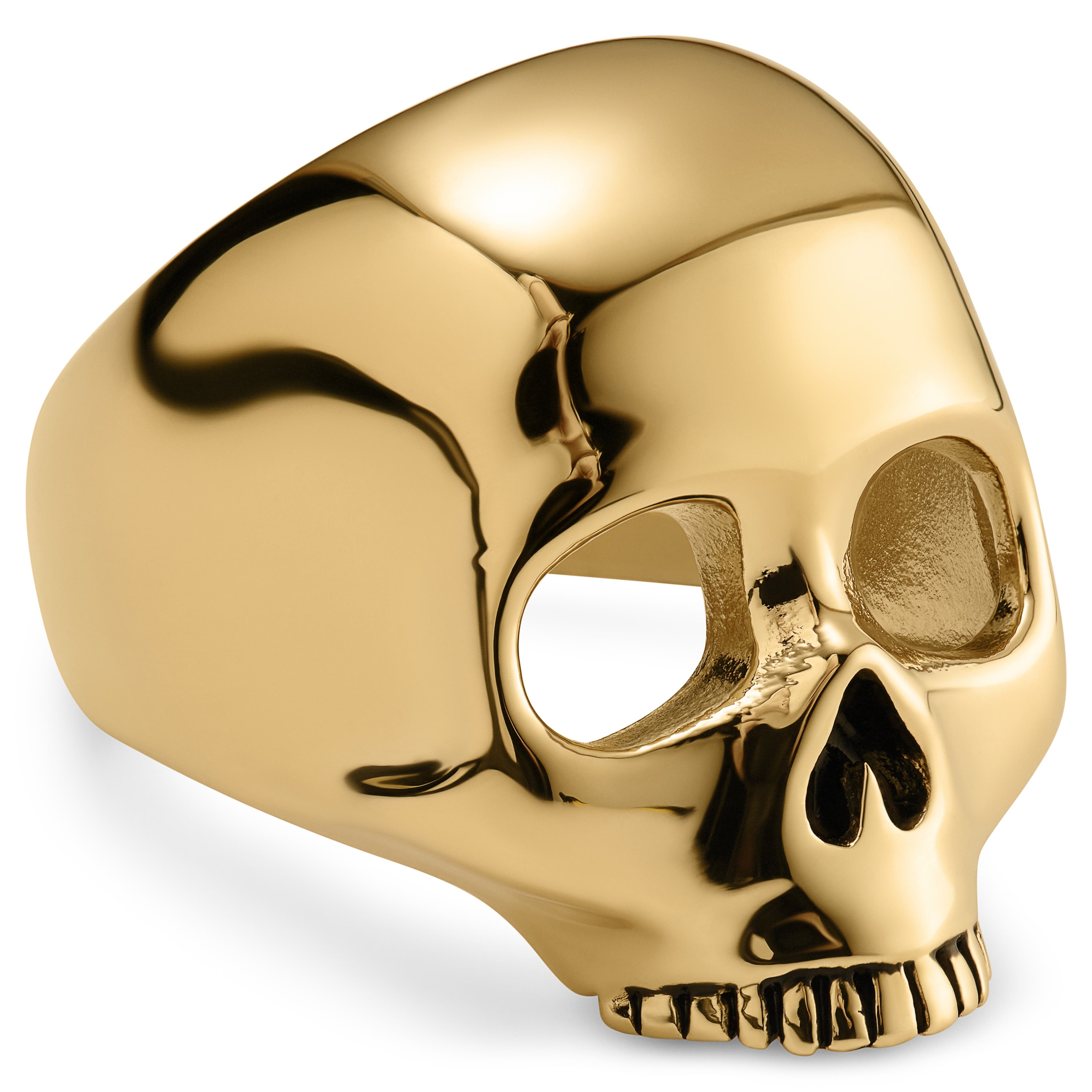 Aspero | Inel sigiliu cu craniu din oțel inoxidabil auriu