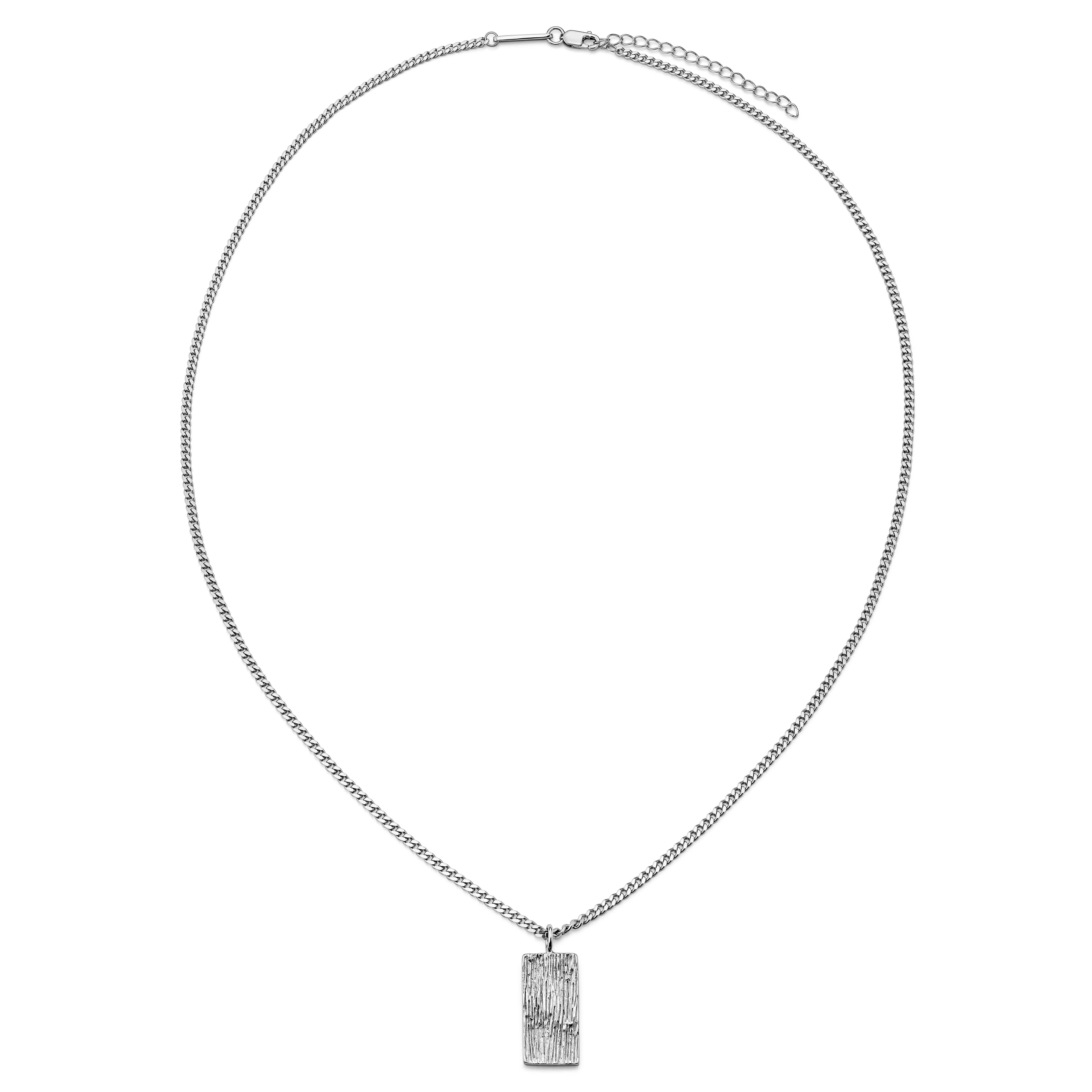 Rustic  | Collier à pendentif plaque rustique en argent sterling 925 - 5