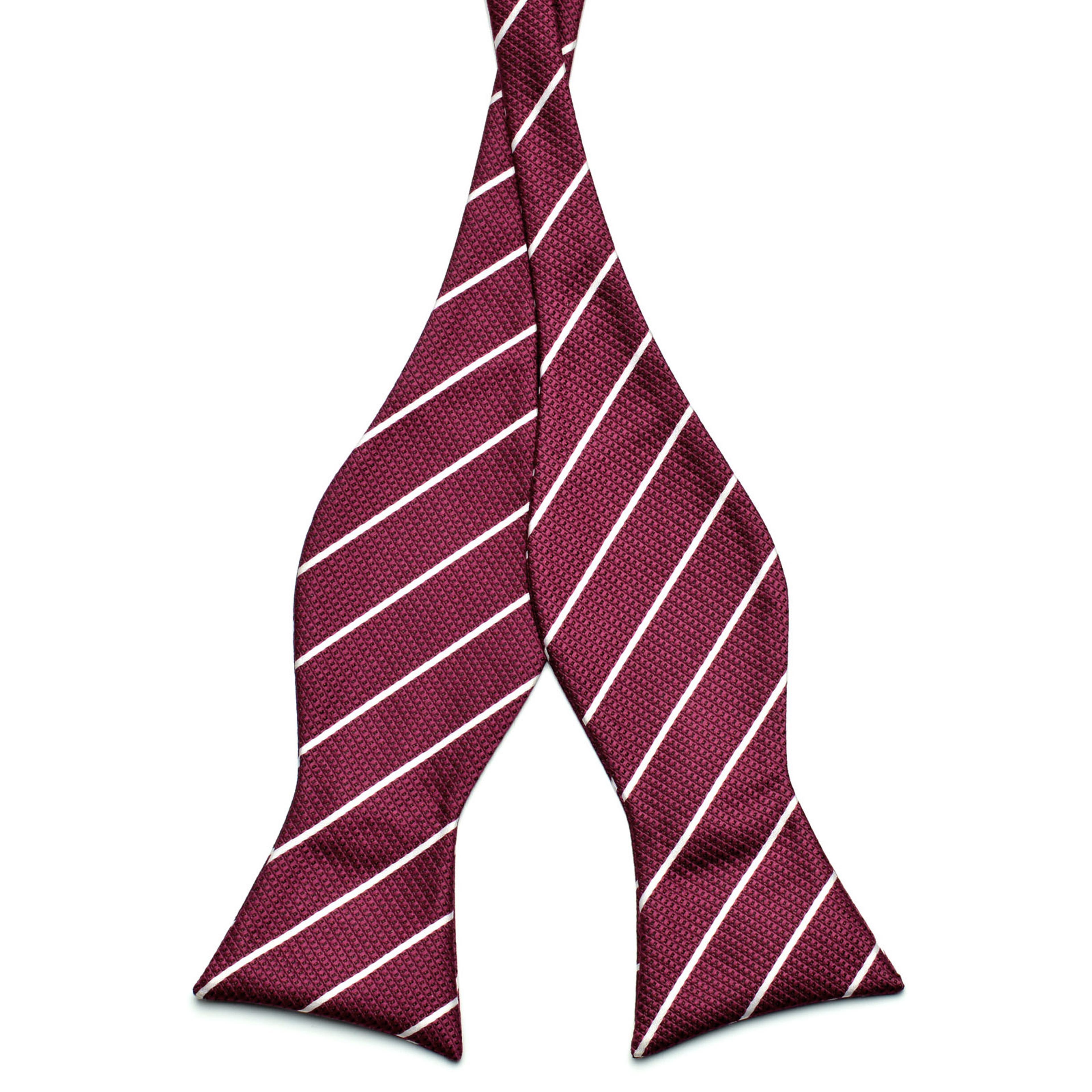 Bordeaux White Striped Self-Tie Bow Tie
