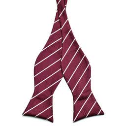 Bordeaux & White Striped Microfiber Self-Tie Bow Tie