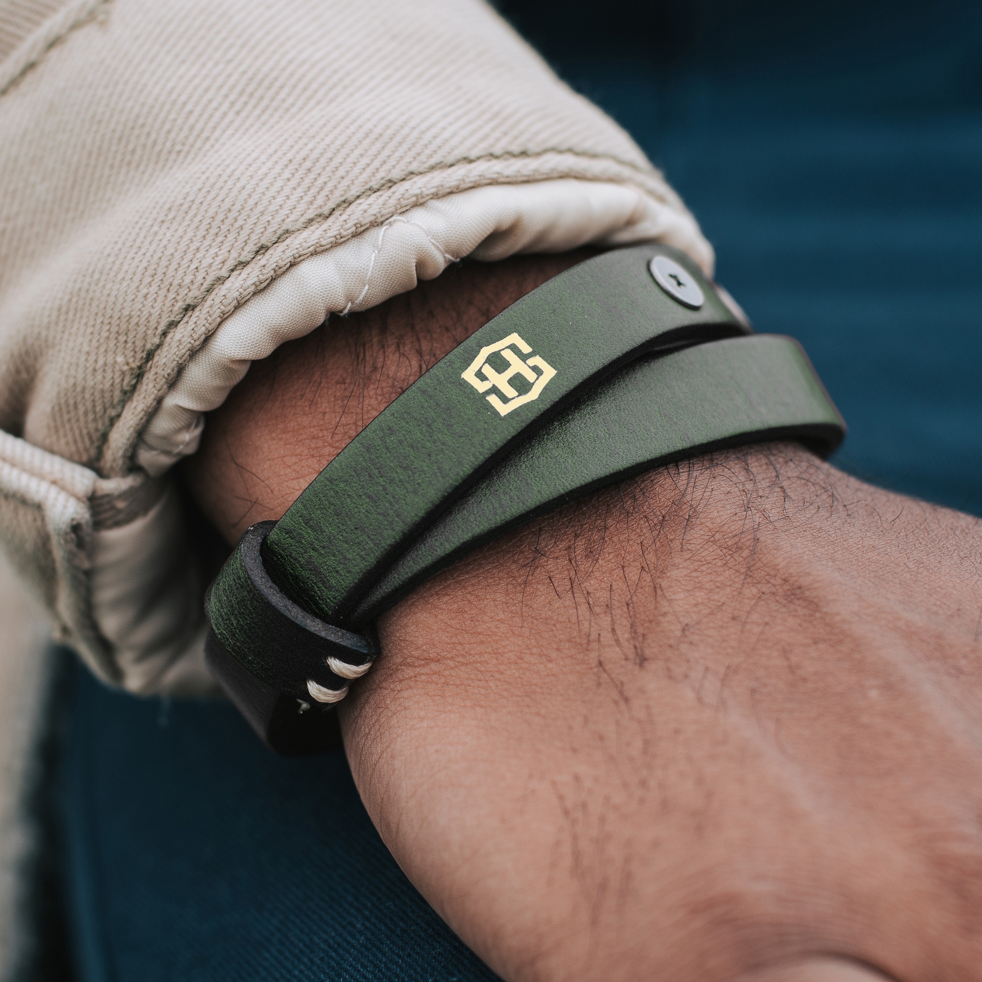 Pulseira em Pele Verde Jackson - 5