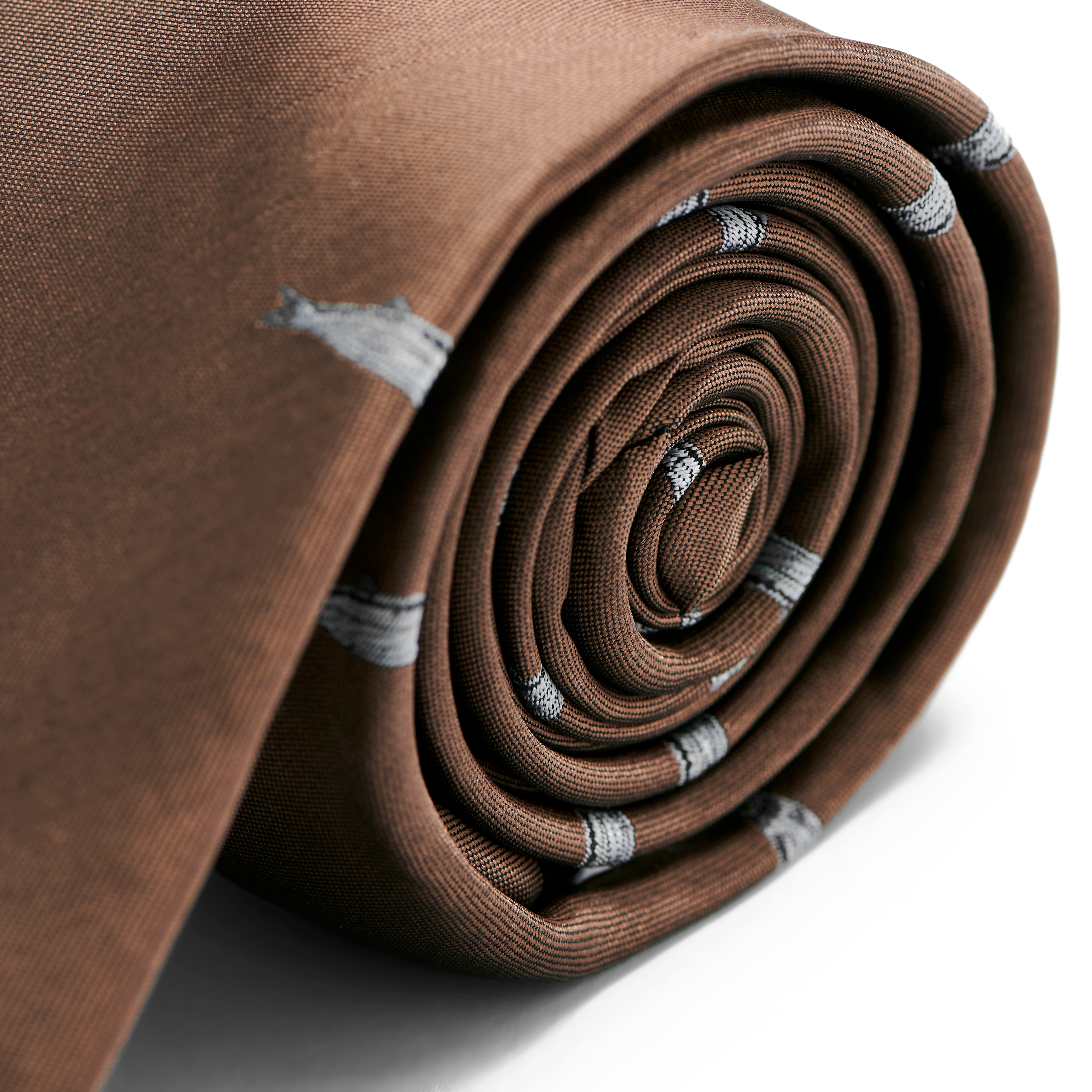 Brown Skinny Tie with Fish - 2