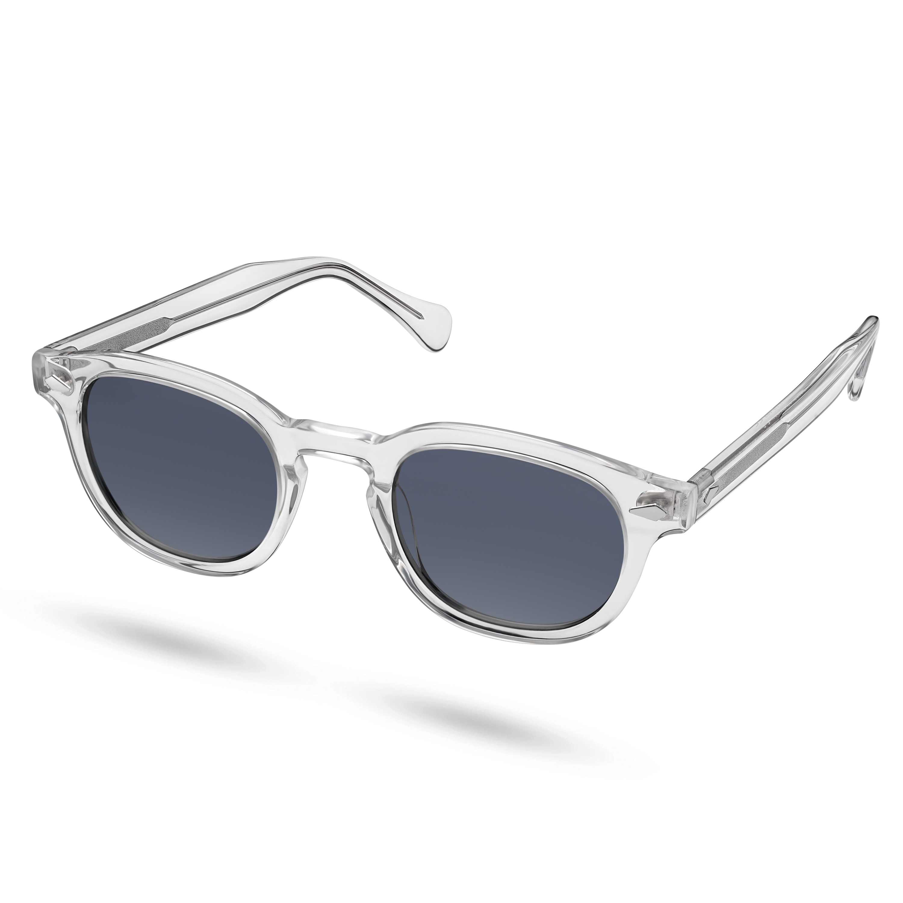 Clear and Smokey Round Horn Rimmed Polarised Sunglasses - 2