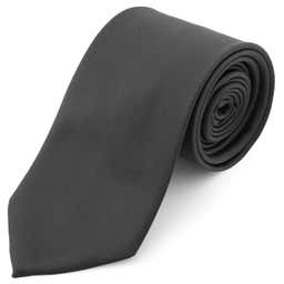Basic Wide Charcoal Grey Polyester Tie