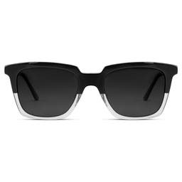 Occasus | Dwukolorowe czarne polaryzacyjne okulary przeciwsłoneczne w rogowych oprawkach