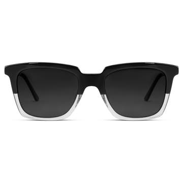 Occasus | Tvåfärgade Hornbågar Solglasögon med Svarta Polariserade Glas