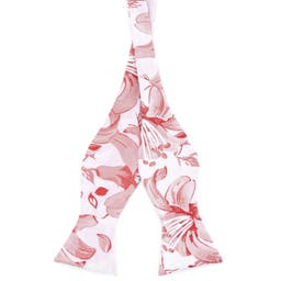 White & Baby Pink Microfiber Self-Tie Bow Tie