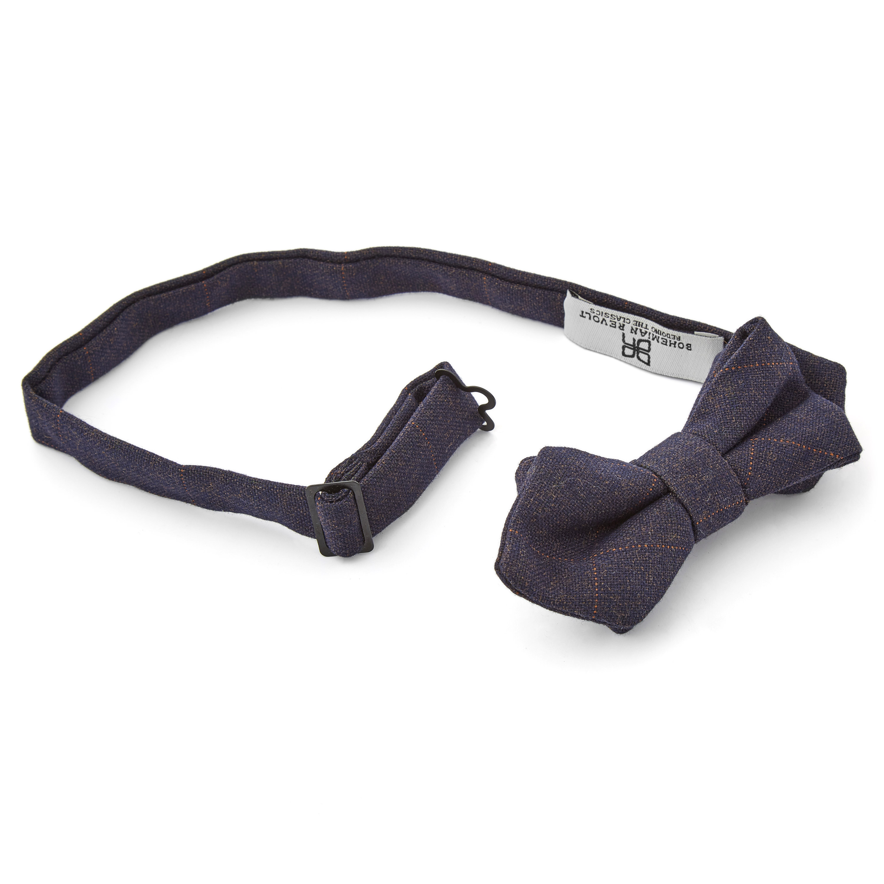 Indigoblå Rutete Spiss Tversoversløyfe - 2