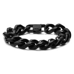 18mm Black Stainless Steel Curb Chain Bracelet