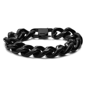 18mm Black Stainless Steel Curb Chain Bracelet 18mm Black Stainless Steel Curb Chain Bracelet