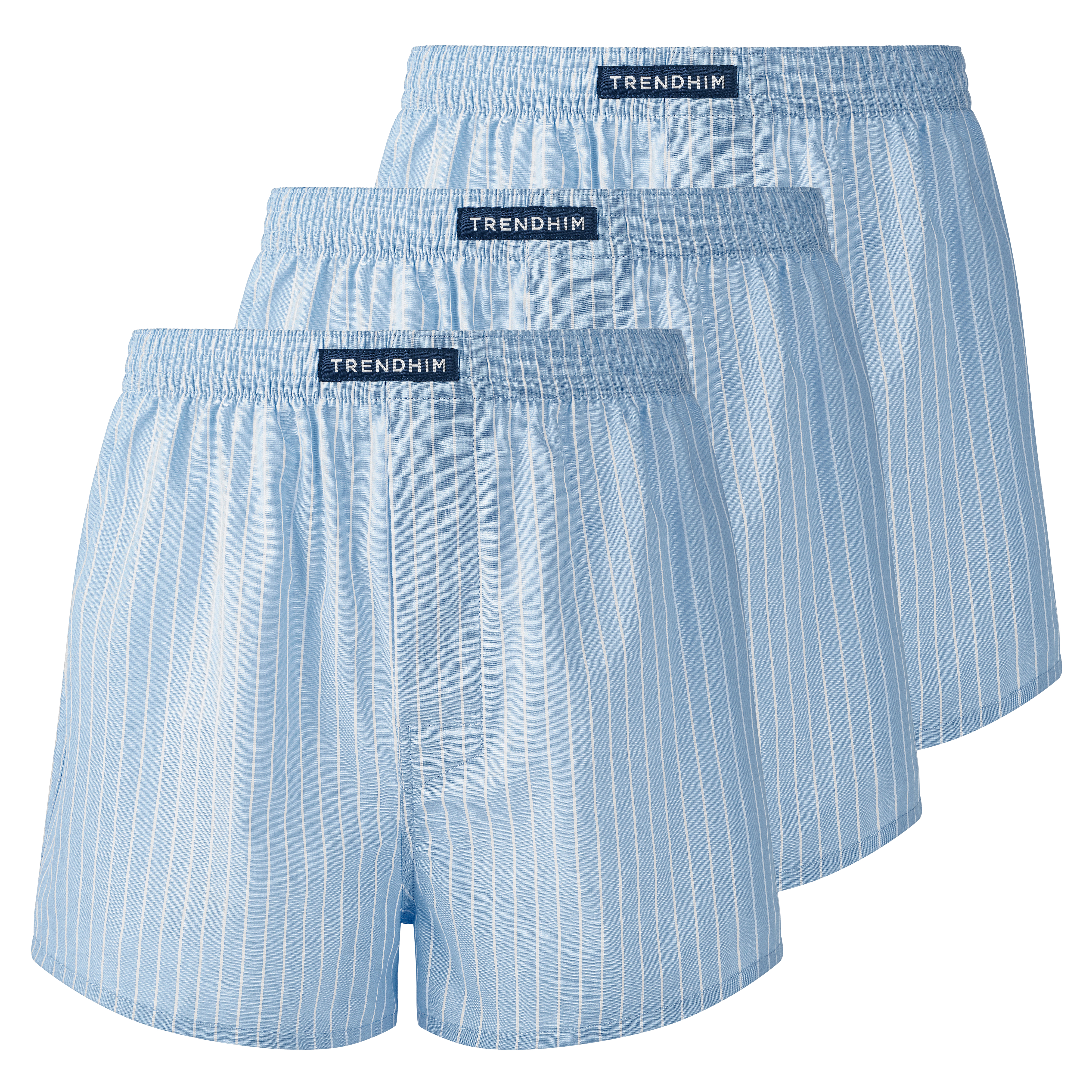 TrueFeel | 3er-Pack Blau-weiß gestreifte Boxershorts aus Baumwolle mit lockerer Passform