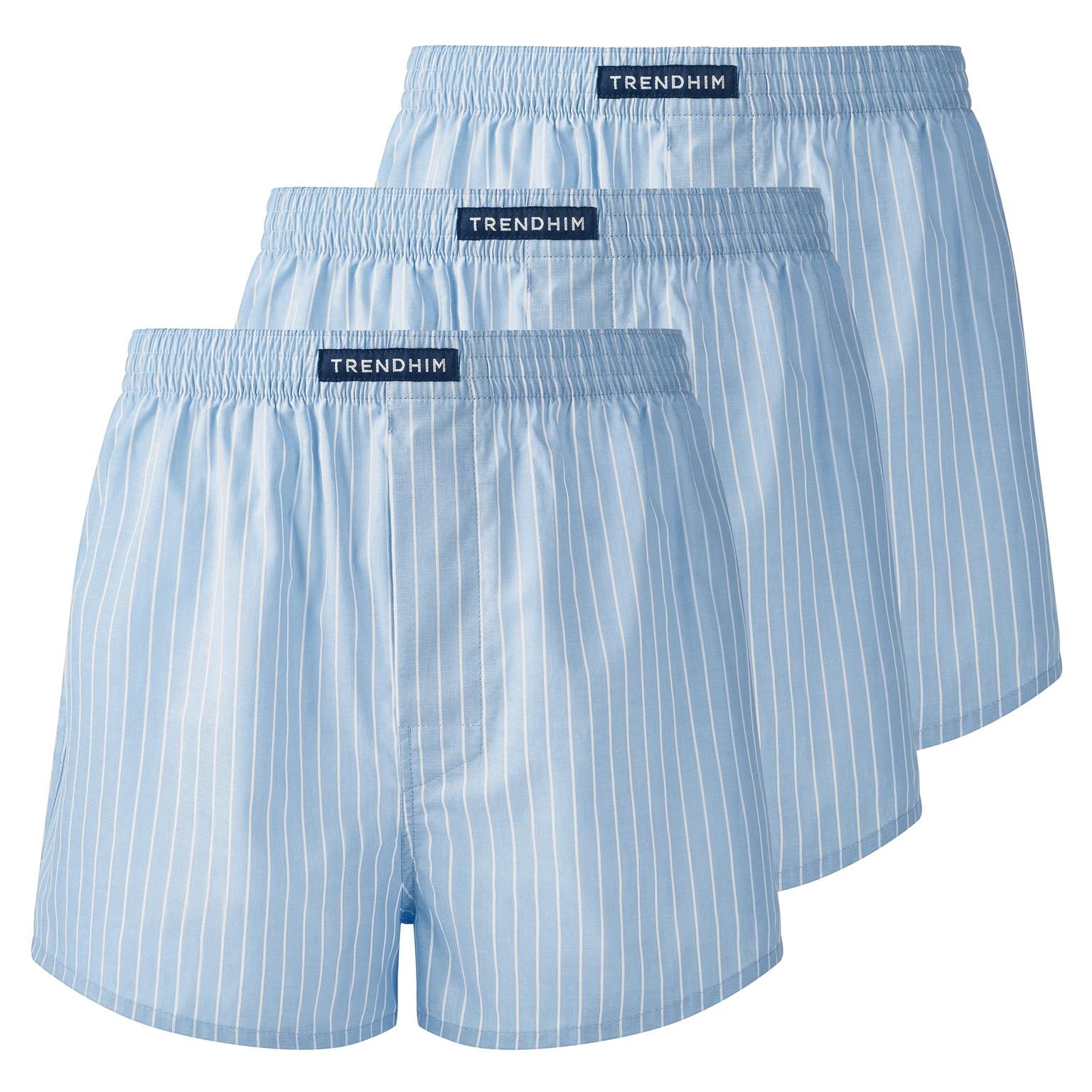 TrueFeel | Set de 3 boxeri din bumbac premium, cu croială lejeră, în dungi albastre și albe TrueFeel | Set de 3 boxeri din bumbac premium, cu croială lejeră, în dungi albastre și albe