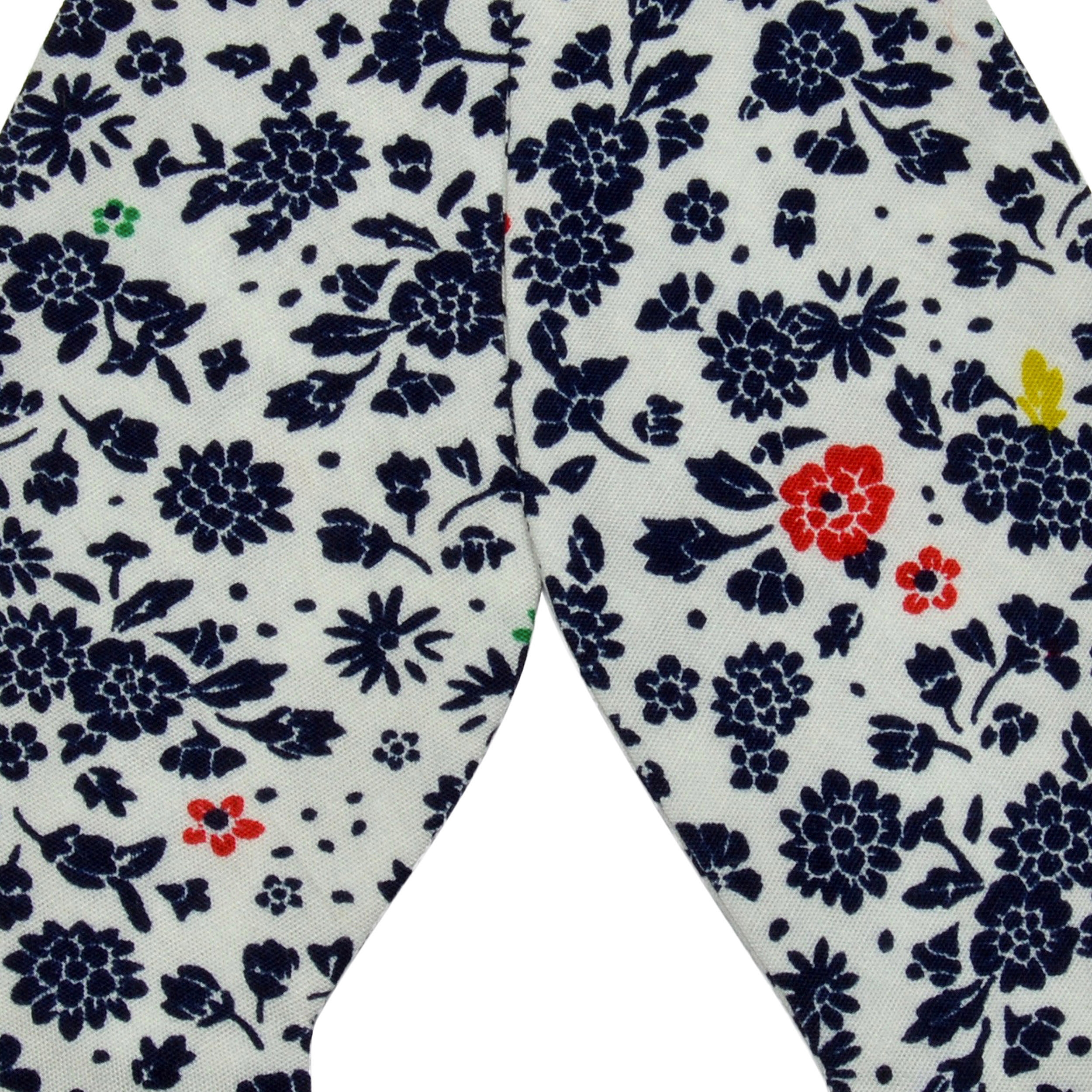 Weiß-Blaue Blumen Design Fliege aus Baumwolle zum Selbstbinden - 2