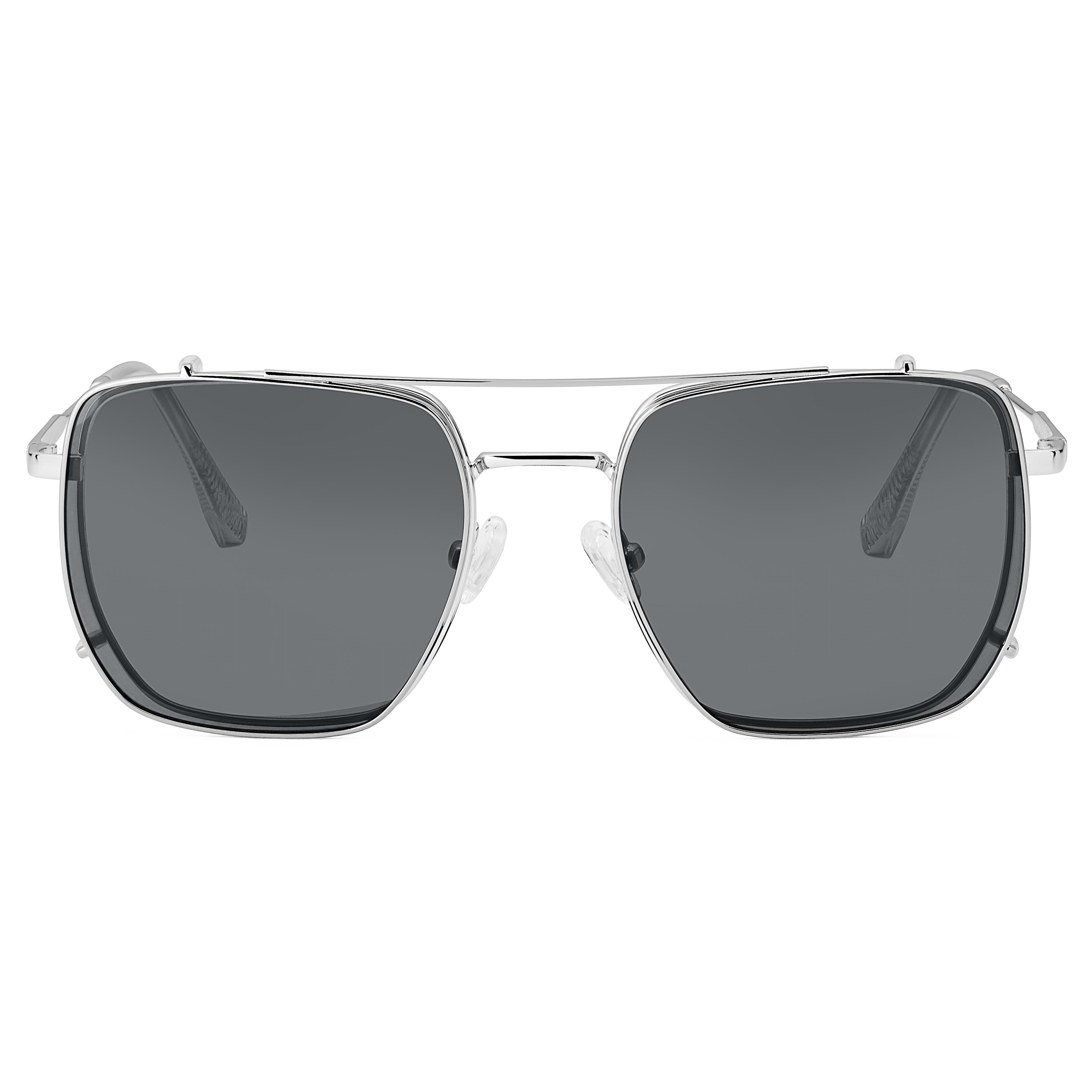Stål Blokerende Klare Briller med Clip-on Solbriller | lager! Fawler